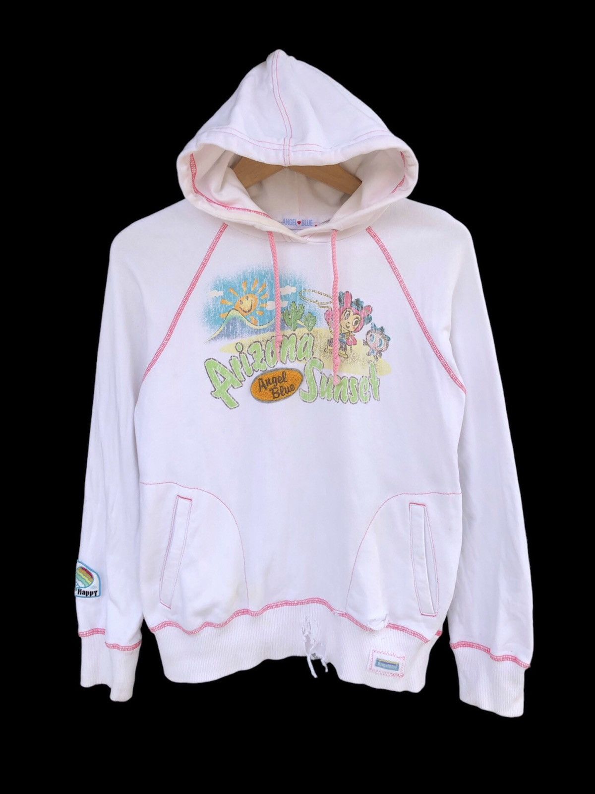 Angel Blue × Hysteric Glamour × Japanese Brand 2000s Angel Blue Distressed Hoodie Size US S / EU 44-46 / 1 - 1 Thumbnail