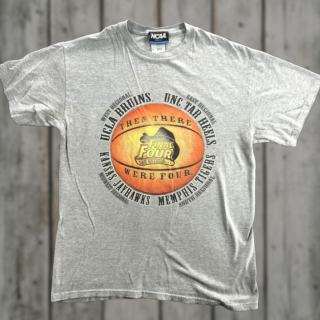 NCAA Vintage NCAA Final Four Shirt Mens Medium Heather Gray Cotton Jersey 2000s San Antonio Kansas 2008 Then There Were Four Basketball Memorial - Mens Size US M / EU 48-50 / 2 - 1 Thumbnail