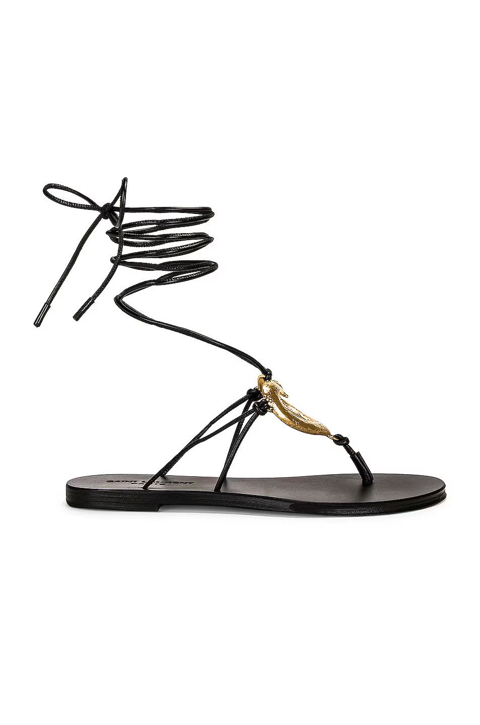 Saint Laurent Paris o1s1wg111024 Love Flat Sandals Smooth Leather Gold-Tone Size US 12 / IT 42 - 1 Thumbnail