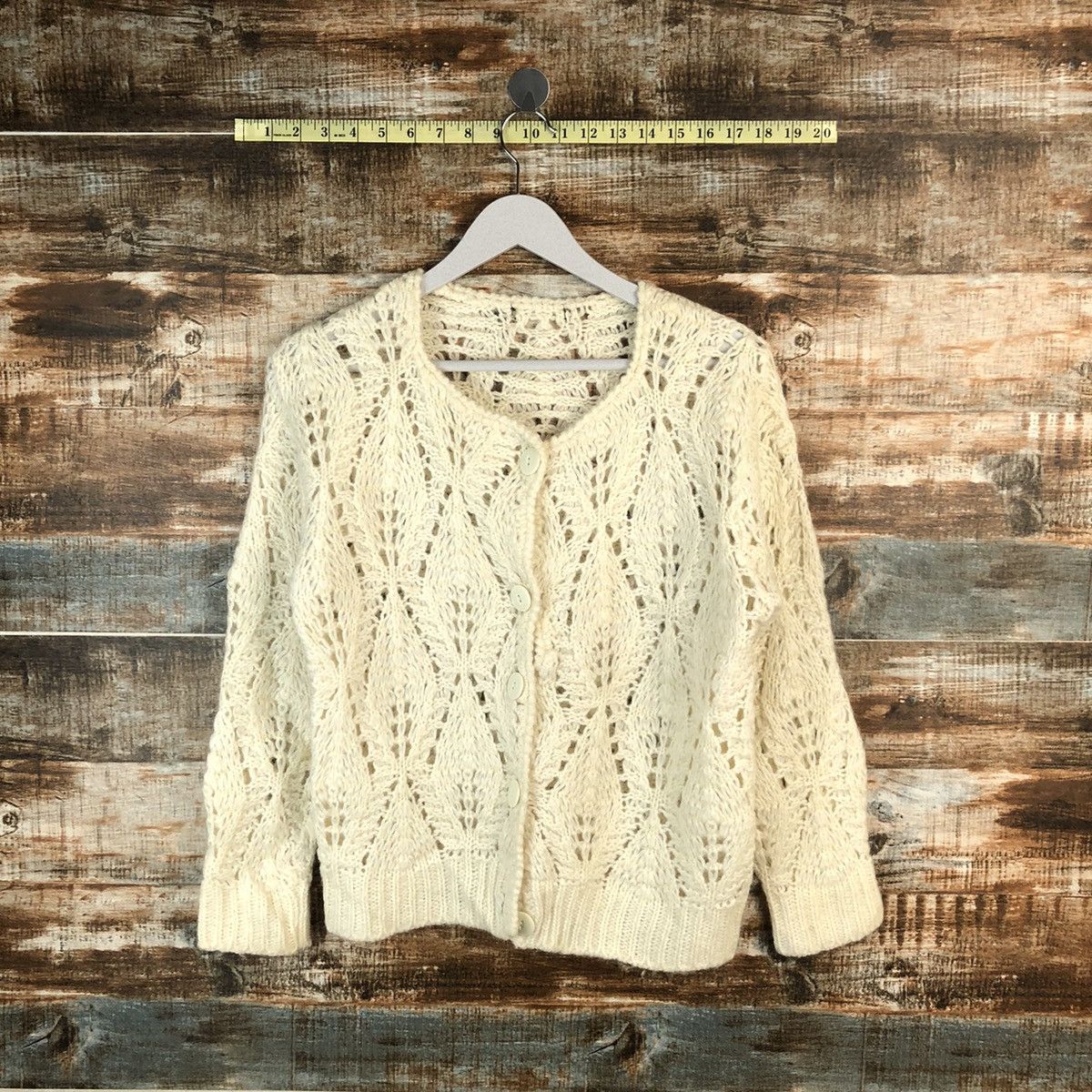 Japanese Brand Japan Patterned Cardigans crochet meshnet Knitwear #A1473 Size S / US 4 / IT 40 - 1 Thumbnail
