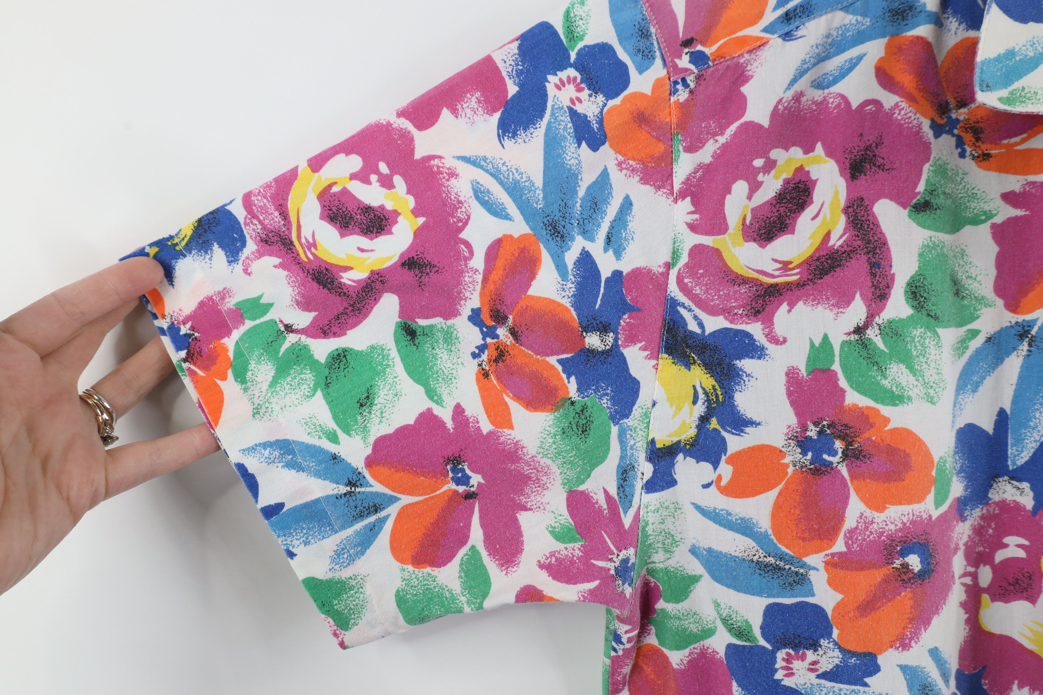 Vintage Vintage 90s Streetwear Rainbow Abstract Flower Button Shirt Size L / US 10 / IT 46 - 5 Thumbnail