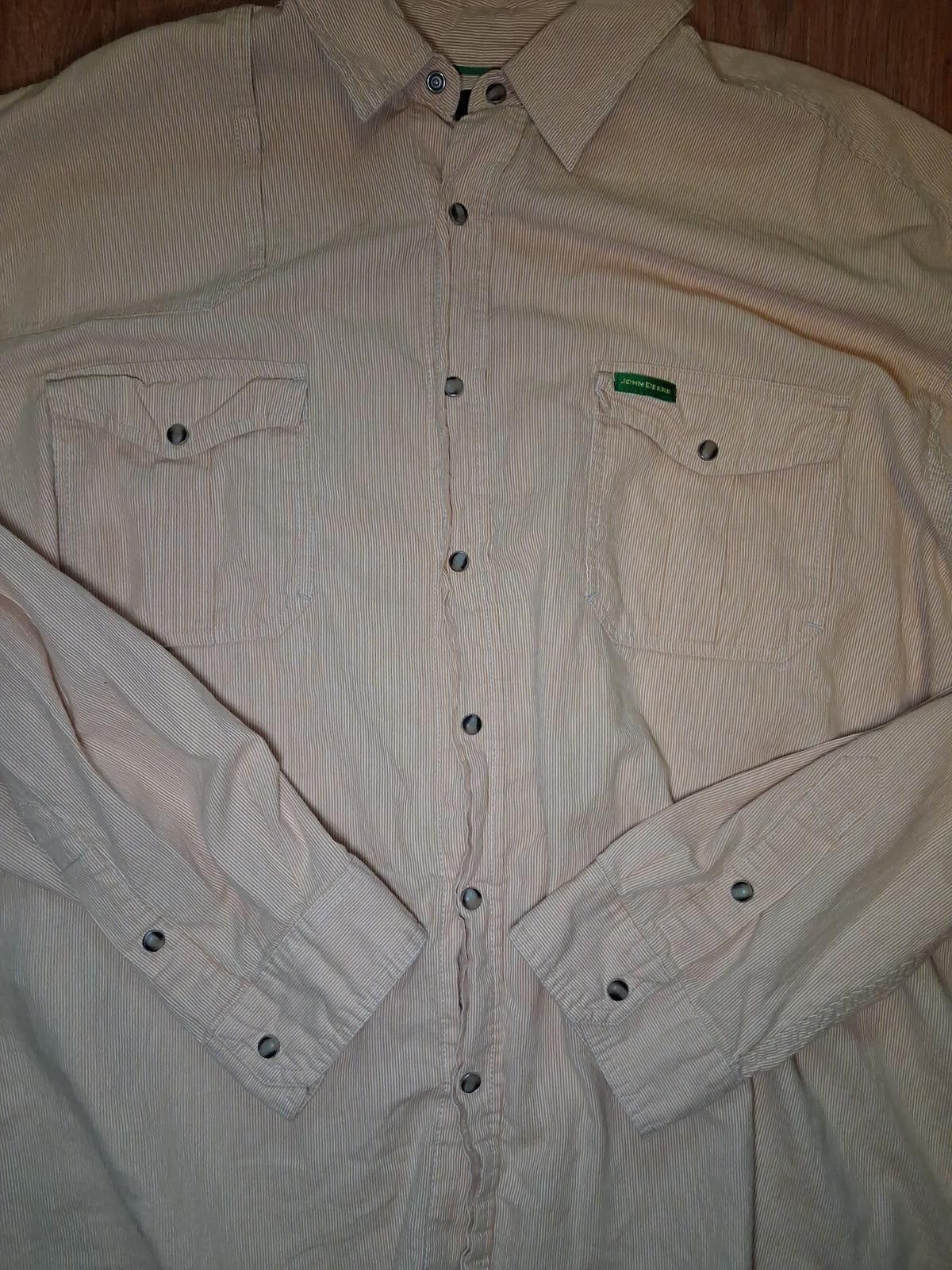 John Deere John Deere Pearl Snap Shirt Mens XXL Orange Striped Cotton Size US XXL / EU 58 / 5 - 5 Thumbnail