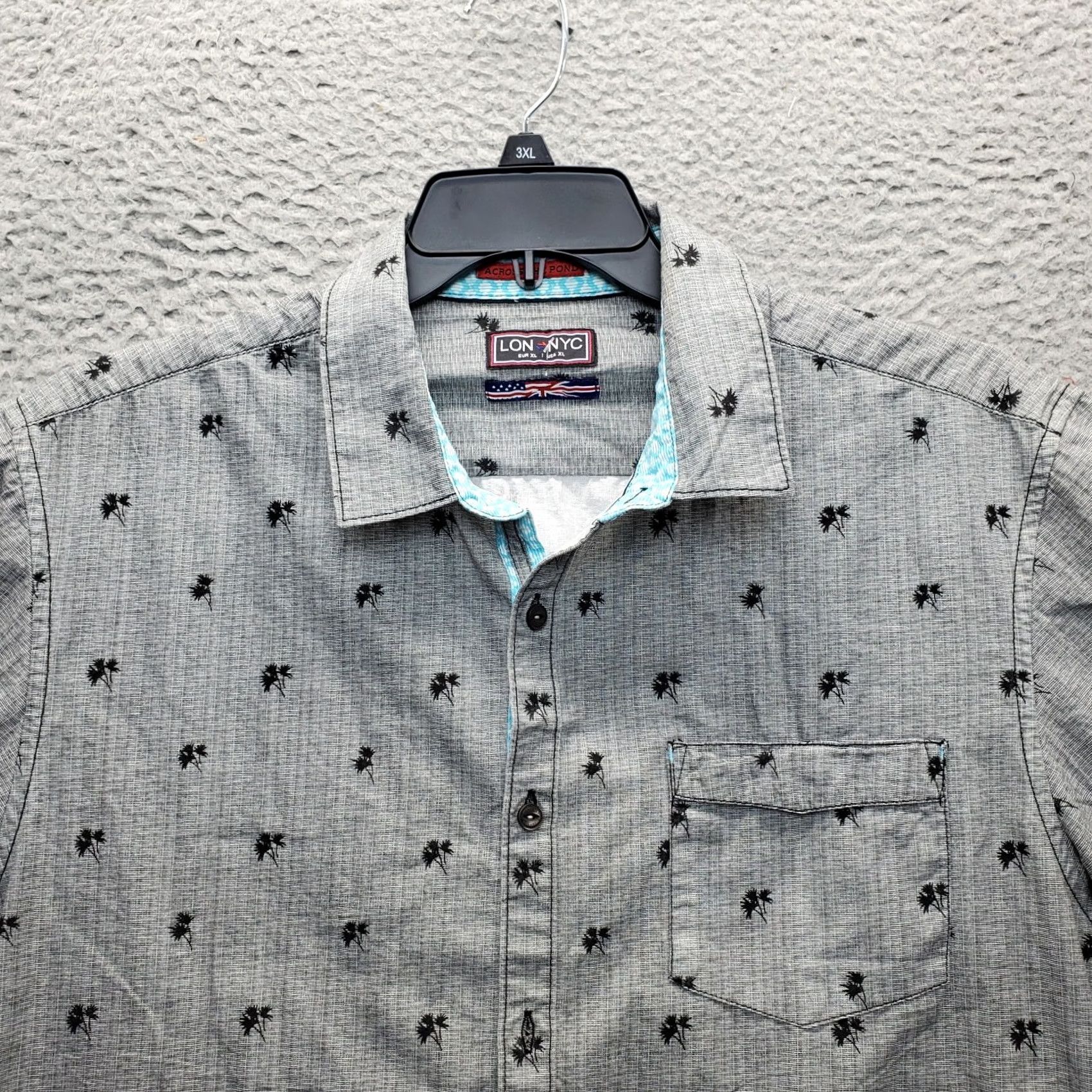 Vintage New York & Company LON NYC Button-Up Shirt Mens XL Multi Cotton Leaf Print Short Sleeve Collared Size US XL / EU 56 / 4 - 6 Thumbnail