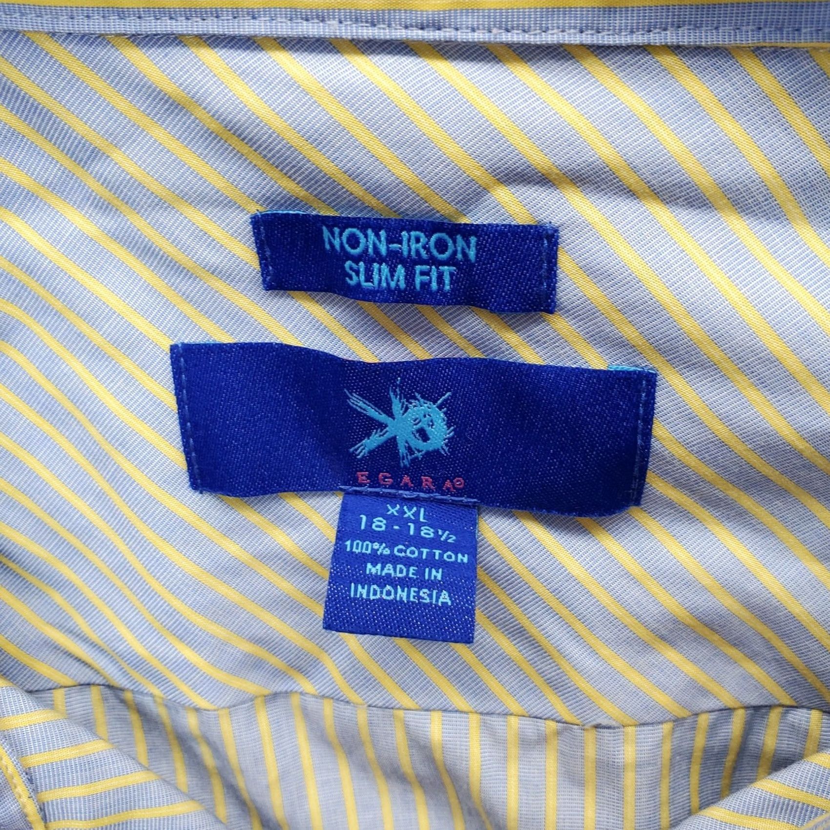 Egara VINTAGE Egara Dress Shirt Mens Size XXL Multi Striped Non Iron Slim Fit Collared Button Up Shirt Size 48R - 5 Thumbnail