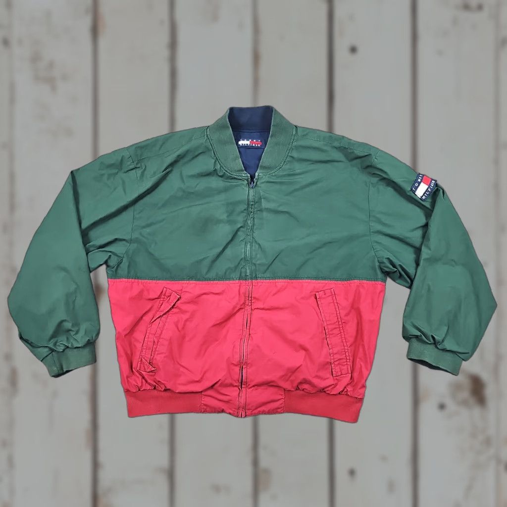 Tommy Hilfiger VINTAGE Tommy Hilfiger Bomber Jacket Men XL Green Nylon Reversible Full Zip Golf Size US XL / EU 56 / 4 - 1 Thumbnail