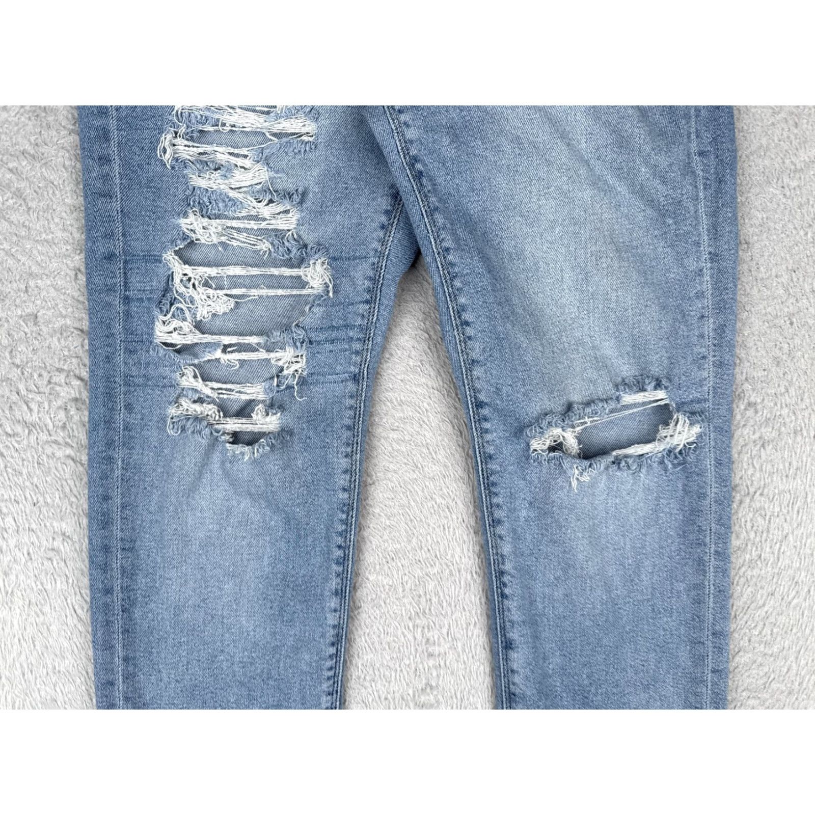 American Eagle Outfitters American Eagle Jeans Womens 4 Blue Distressed High Rise Straight Stretch Denim Jeans Modern 90s Womens Size 27" / US 4 / IT 40 - 3 Thumbnail
