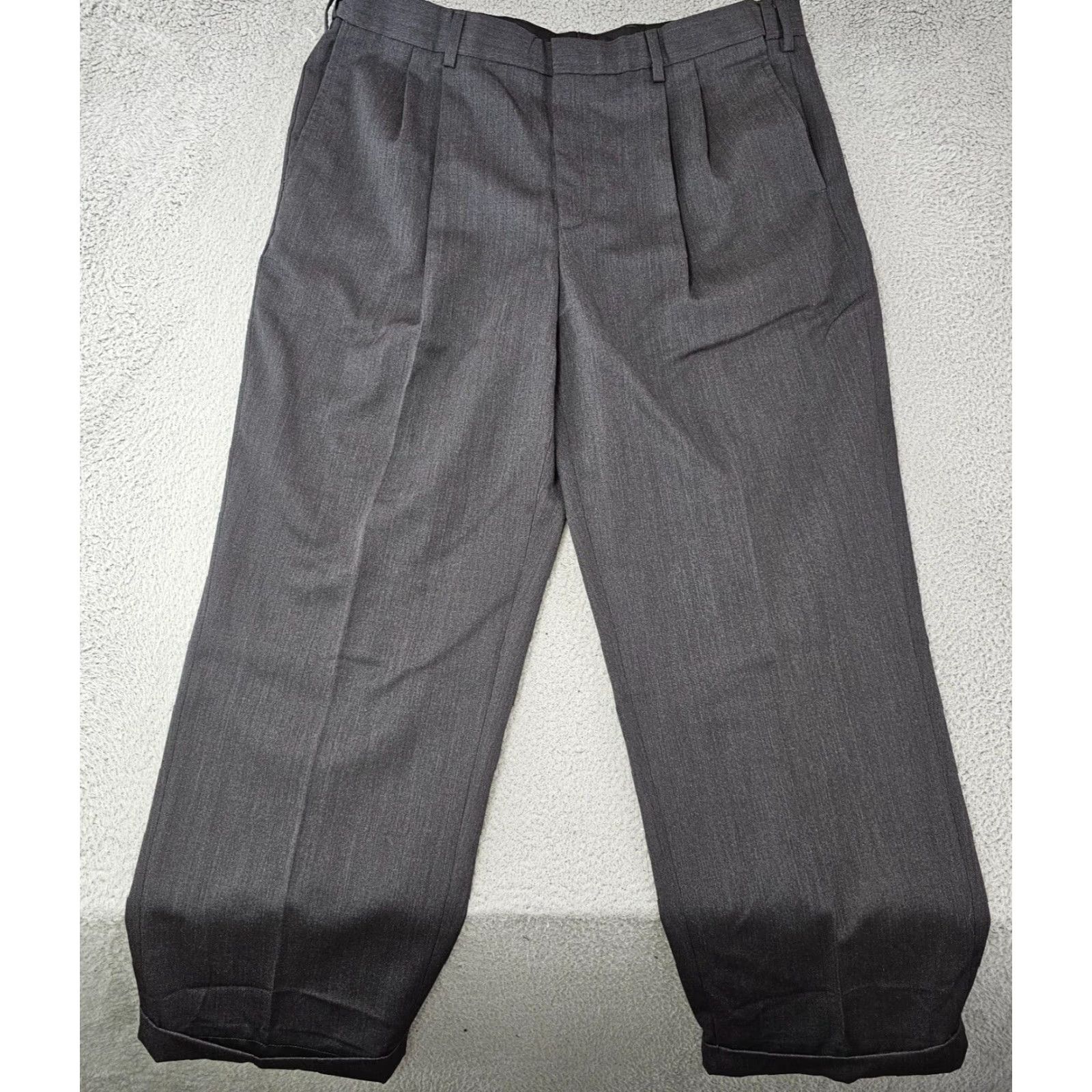 Eddie Bauer VINTAGE Eddie Bauer Pants Mens Baggy 38x29 Charcoal Grey Pleated Cuffed Wool Twill 80s Y2K Chino Relaxed Straight Fall Winter Spring Mens Size US 38 / EU 54 - 2 Thumbnail