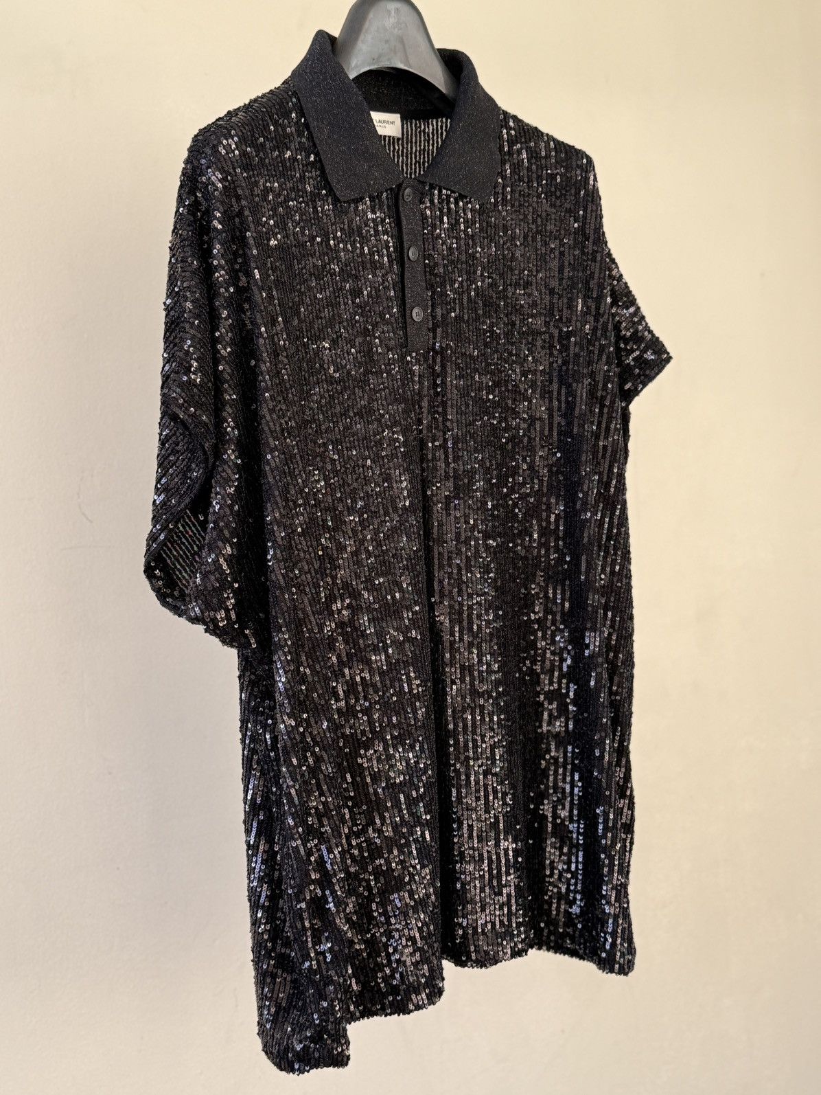 Saint Laurent Paris Saint Laurent Oversized Sequin Polo Size US L / EU 52-54 / 3 - 3 Thumbnail