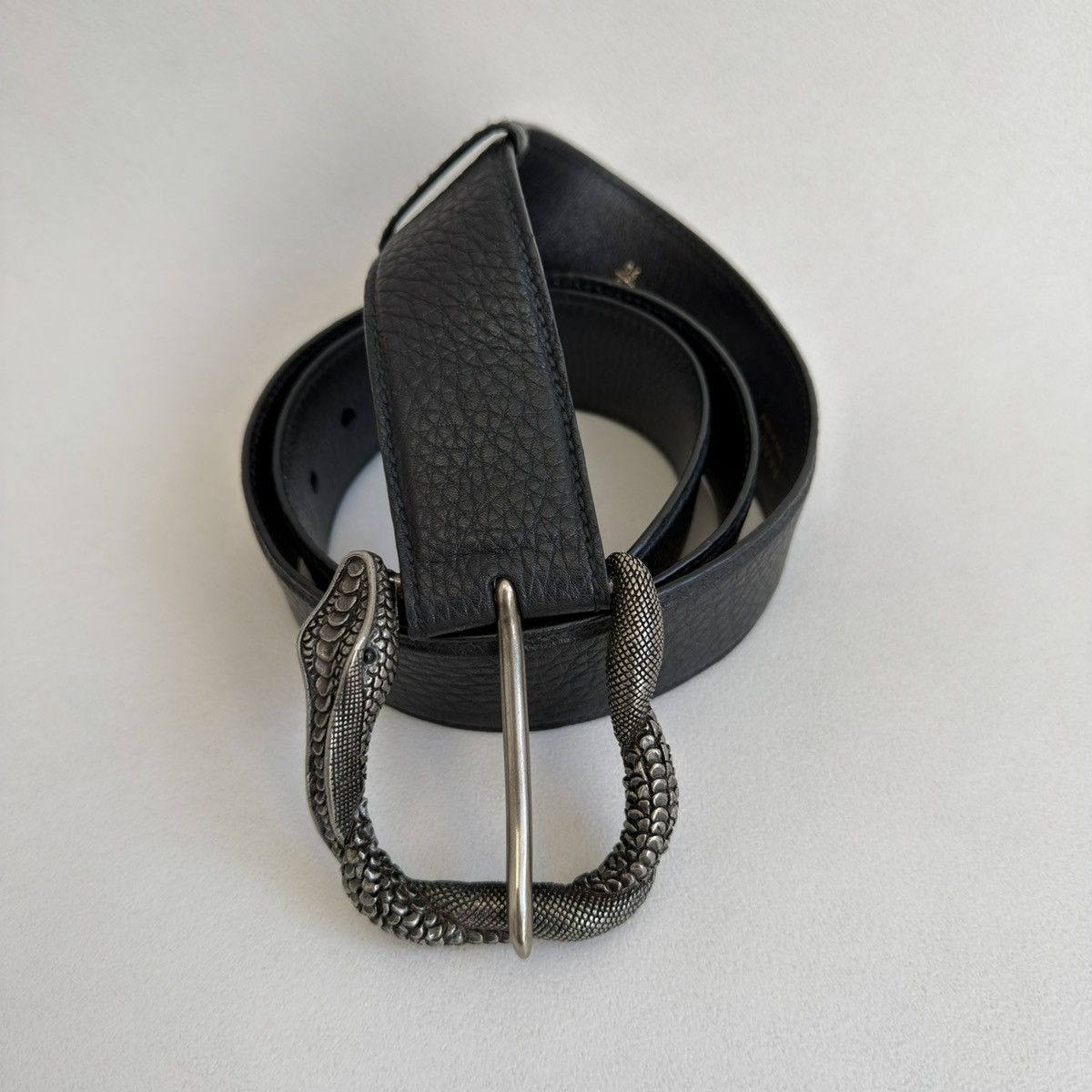 Prada Black Leather Metal ‘Serpent Buckle’ Belt Size ONE SIZE - 5 Thumbnail