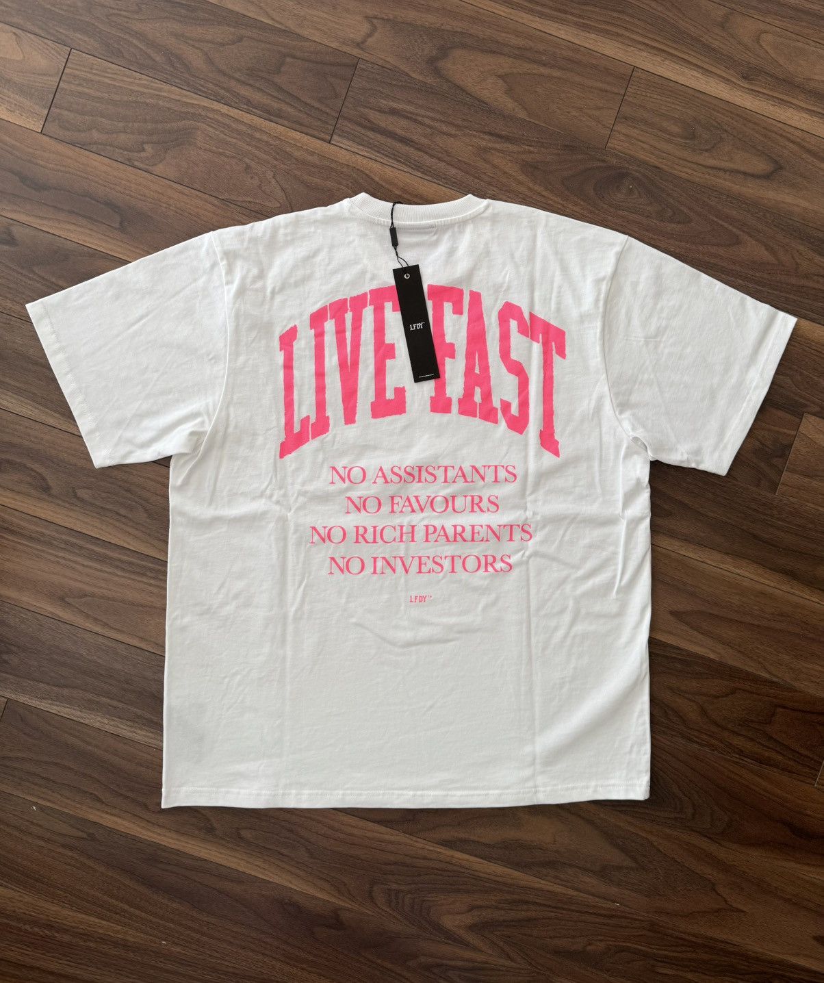 LFDY LFDY LiveFast No Rich Parents Pink Tshirt Tee Size US L / EU 52-54 / 3 - 1 Thumbnail