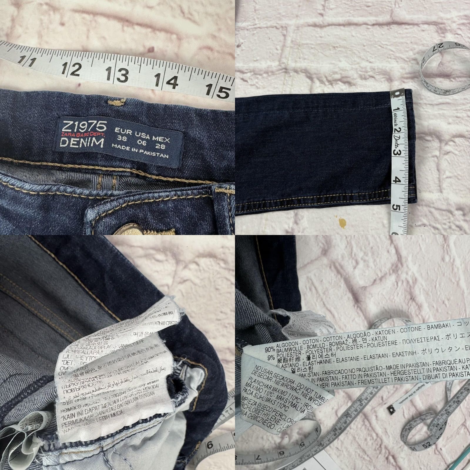 Zara Zara Z1975 Jeans Womens Slim Straight Mid Rise Dark Wash Blue 28x29 Denim Size 28" / US 6 / IT 42 - 9 Thumbnail