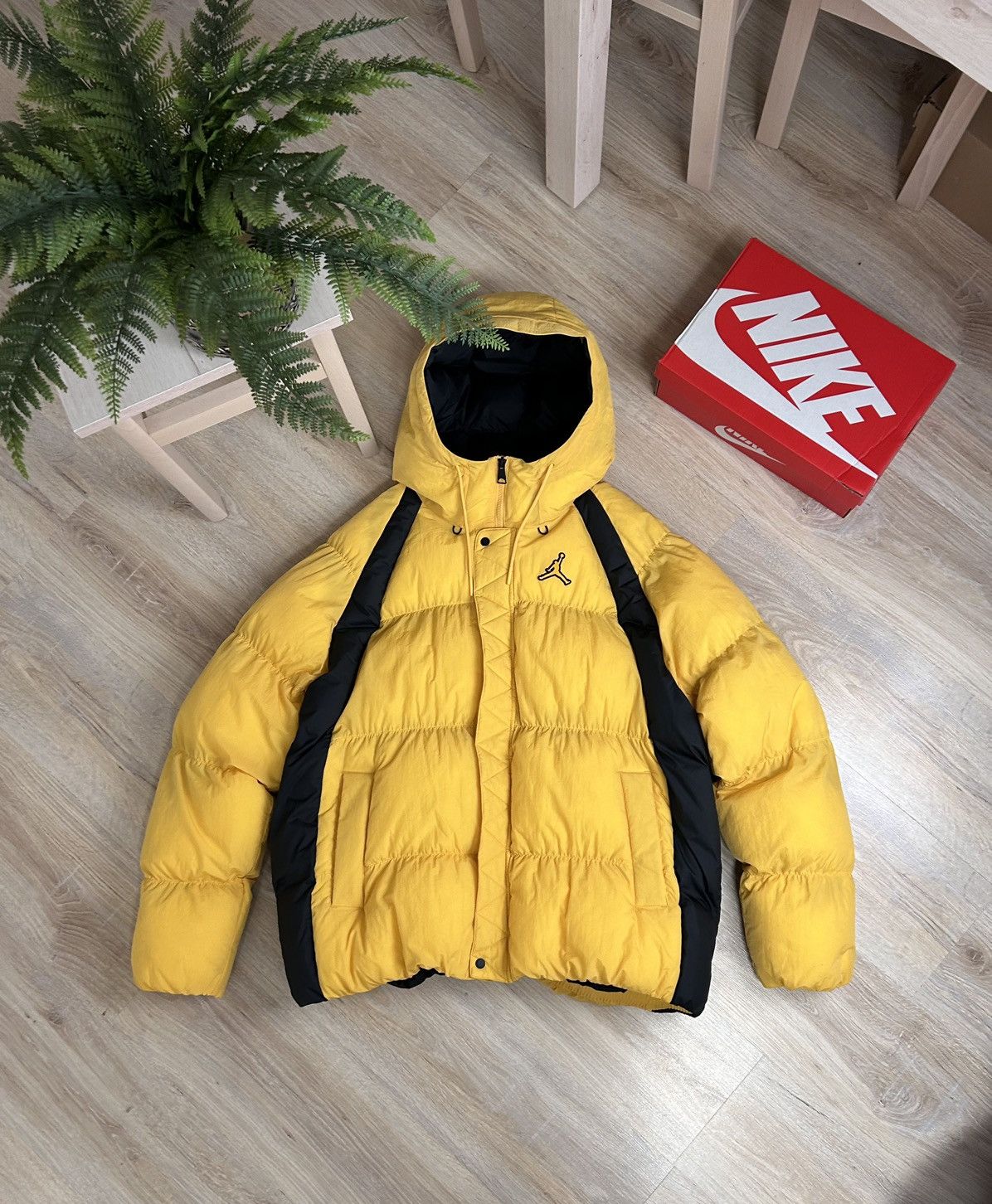 image of Jordan Retro Jacket 00S Vintage Jordan Puffer Drill Jacket New in Yellow, Men's (Size XL)