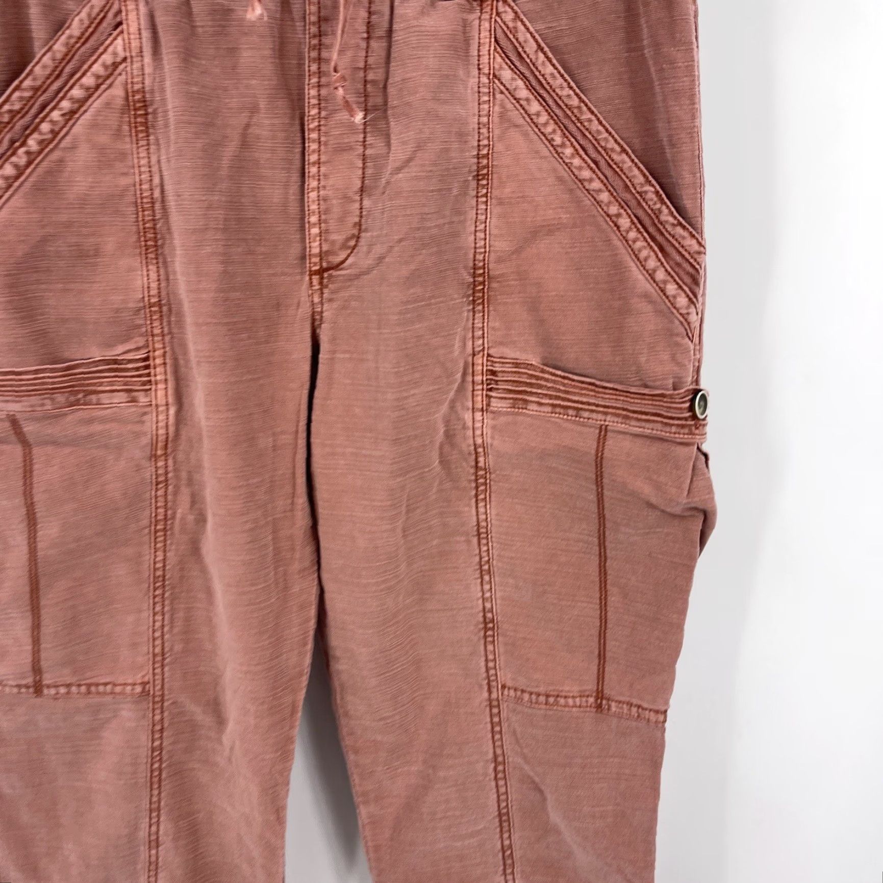 Anthropologie Anthropologie Pants Womens 27 Pink Coral Pigment Dye Twill Cotton Blend Elastic Waist Casual Casual Woman 27 Pants Bohemian Western 90s (no N/A) Size 27" / US 4 / IT 40 - 2 Thumbnail
