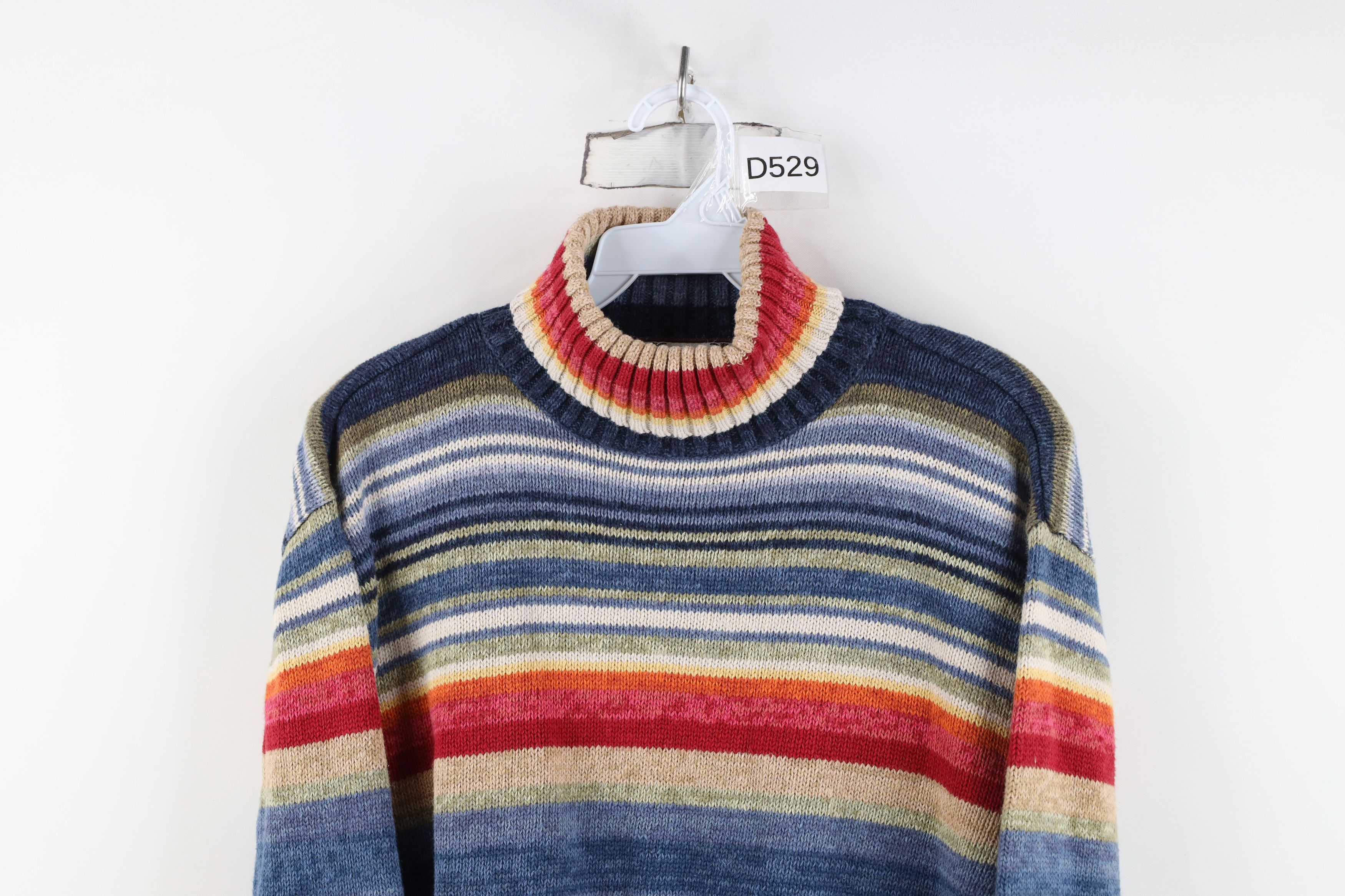 Vintage Vintage Y2K Streetwear Striped Knit Turtleneck Sweater Size L / US 10 / IT 46 - 2 Thumbnail