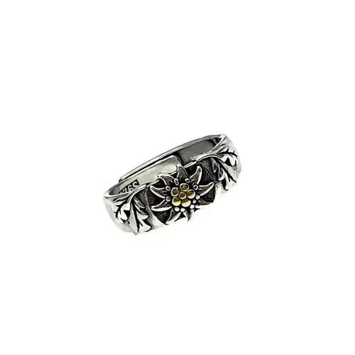 Ring Of Fire Silver Color Edelweiss Rings Size ONE SIZE - 4 Thumbnail