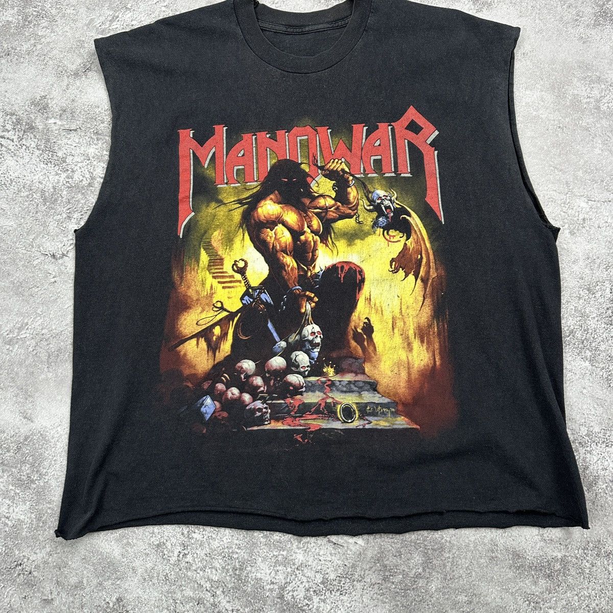 Band Tees Vintage Manowar 1997 T-Shirt Hell On Wheels Tour Sleeveless Size US M / EU 48-50 / 2 - 4 Thumbnail