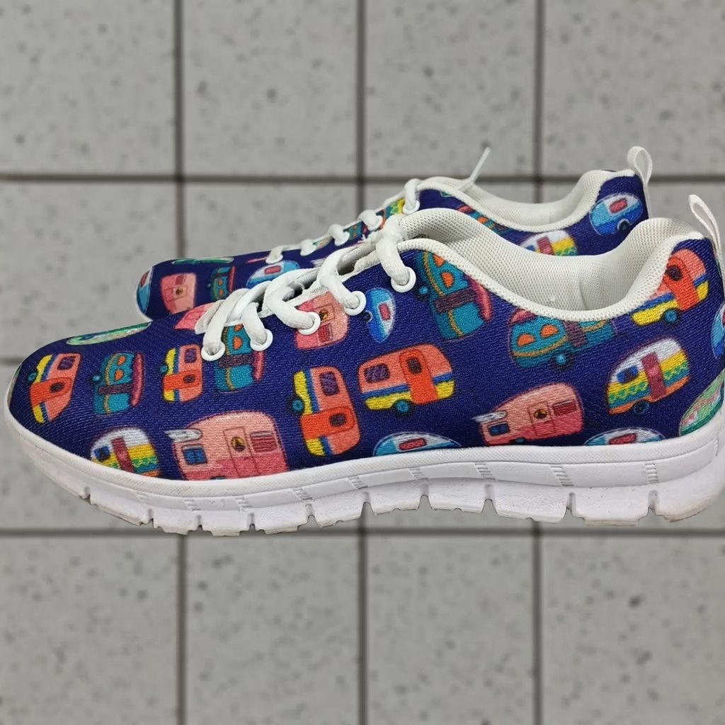 Camper Novelty Camper Trailer Print Sneakers Women’s 10 Blue Casual Athletic Shoes Tennis Size US 10 / IT 40 - 1 Thumbnail