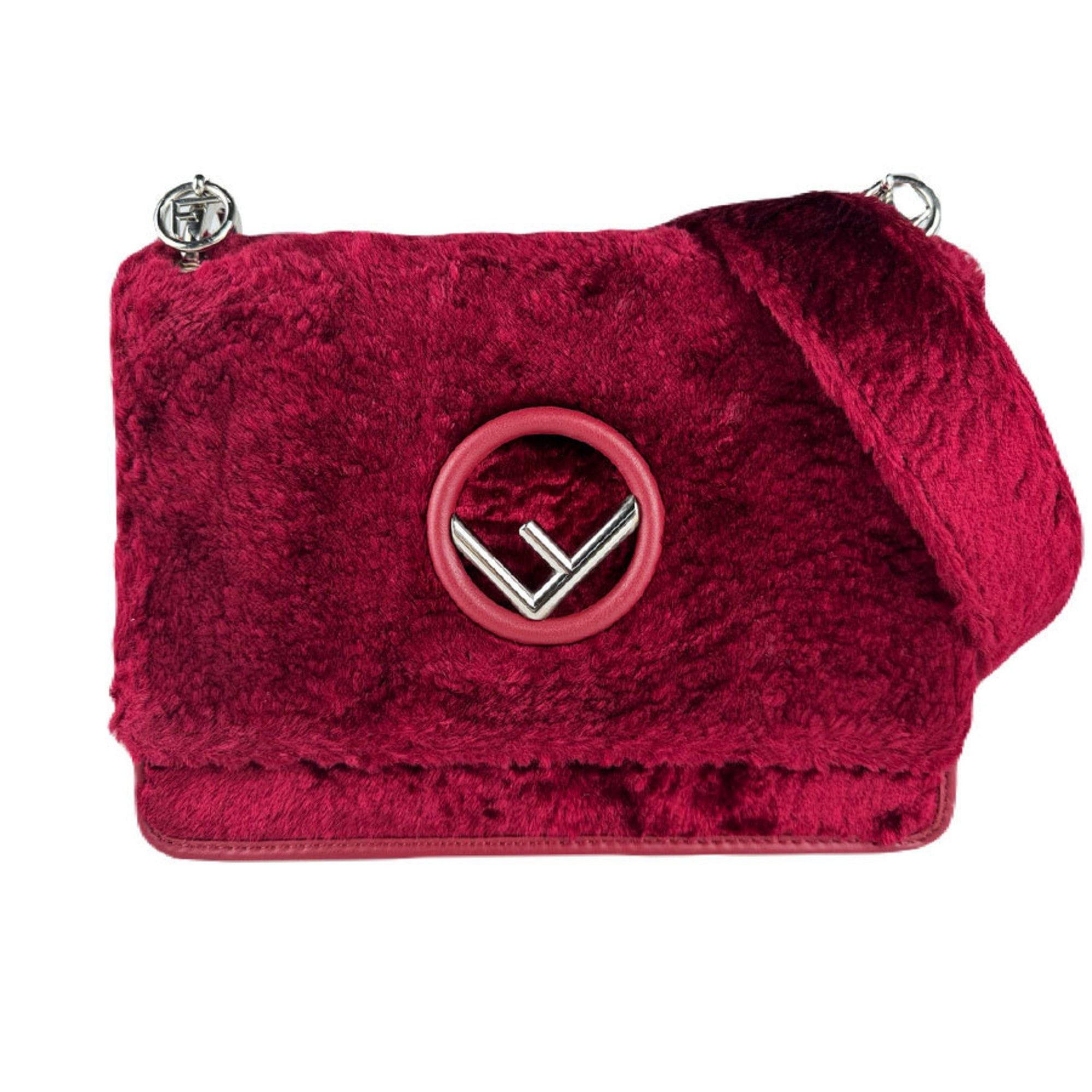 Fendi Fendi Canayef fur shoulder bag in red, women's, 8BT284 A06E, free shipping, z8922 Size ONE SIZE - 1 Thumbnail