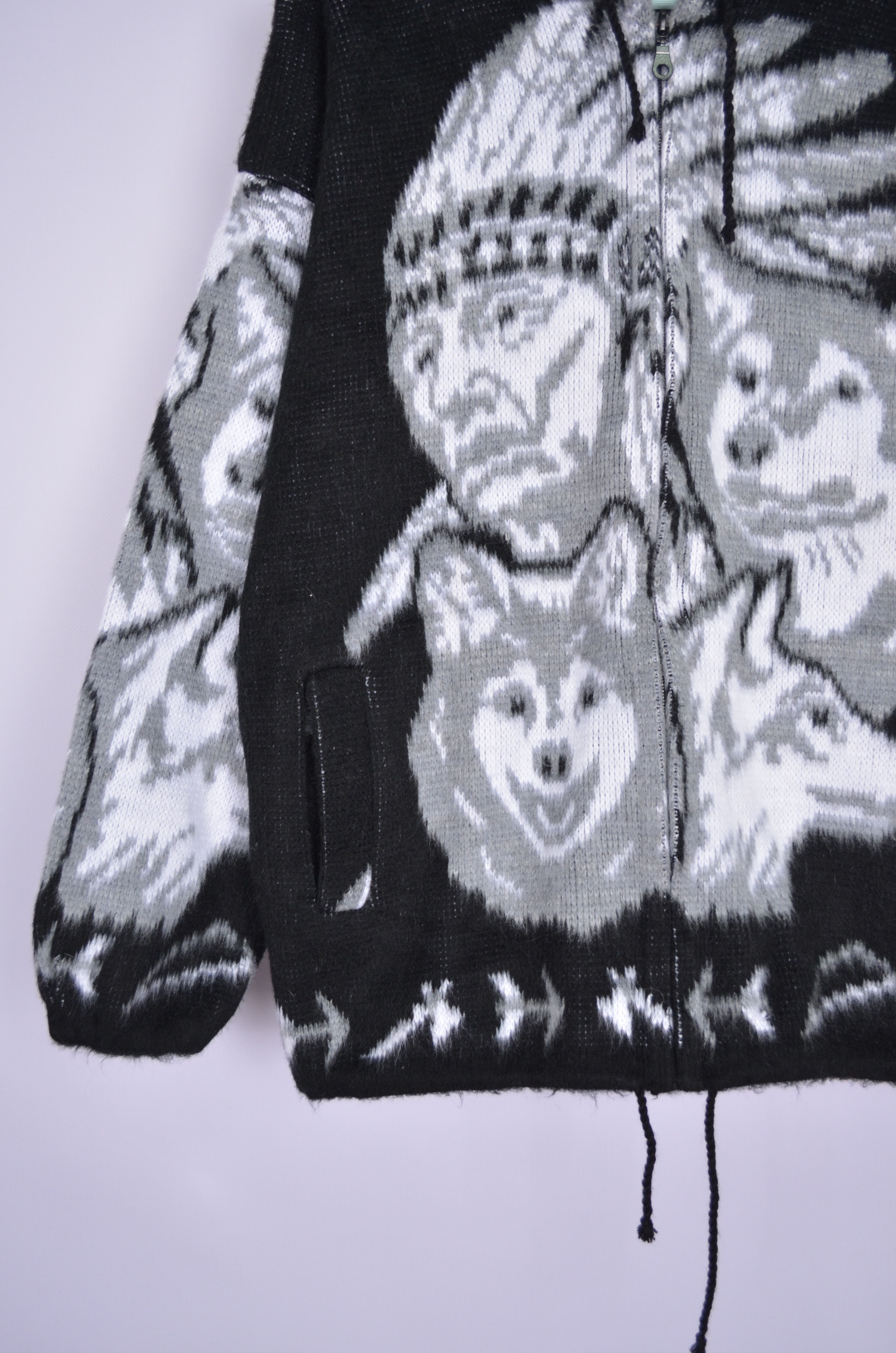 Vintage VTG Native American Wolf Sweater M Black White Wool Full Zip Size US M / EU 48-50 / 2 - 3 Thumbnail