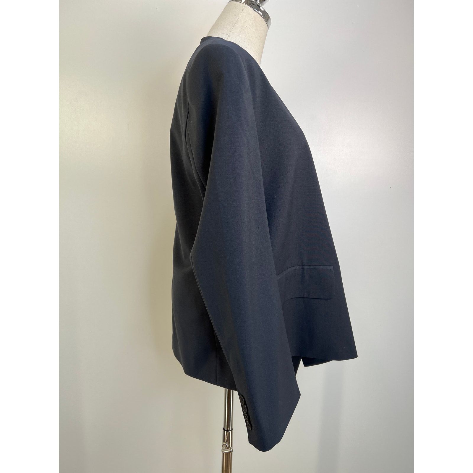 LOW CLASSIC Low Classic Curved Neck Blazer Navy Blue Size S / US 4 / IT 40 - 8 Thumbnail