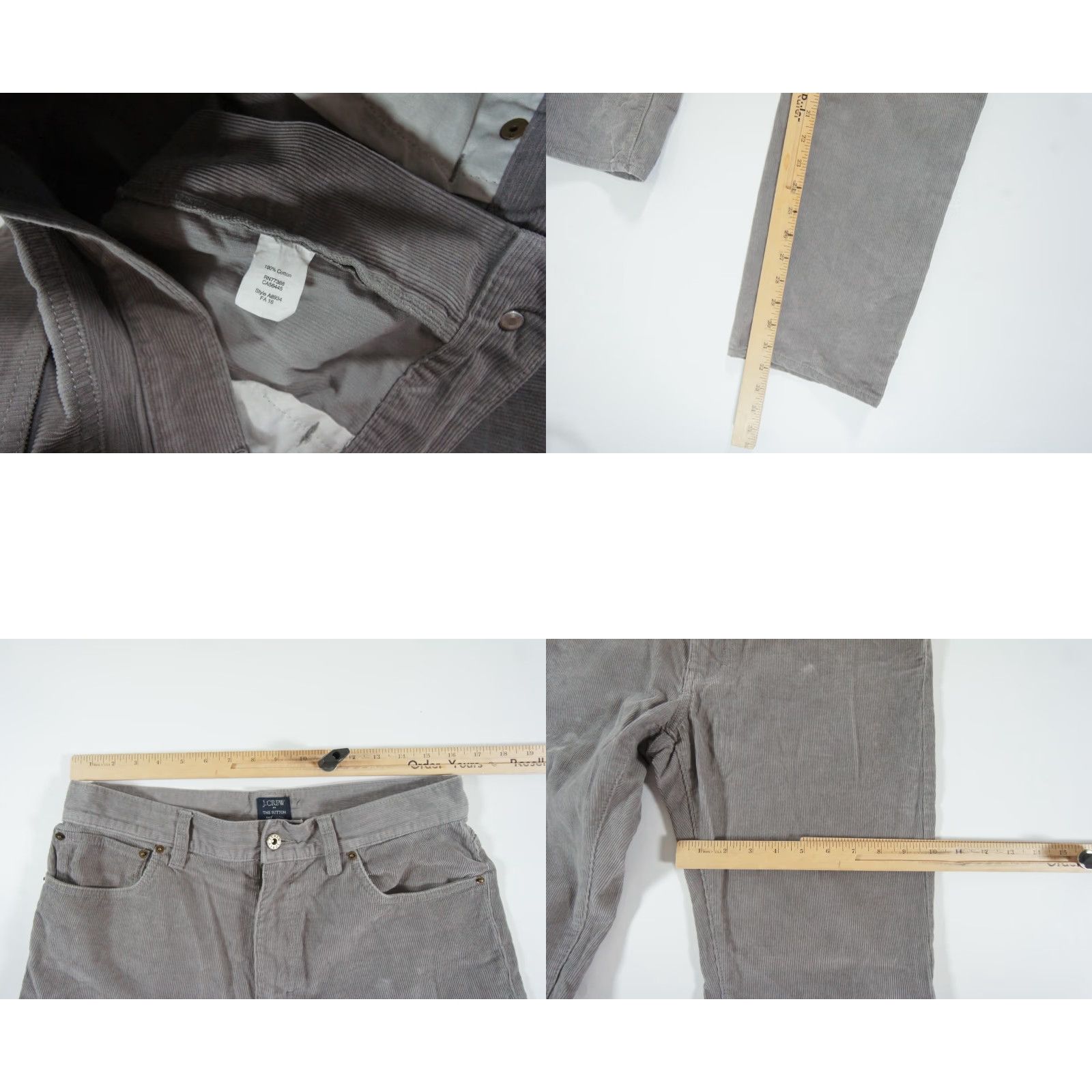 J.Crew J.CREW The Sutton Corduroy Pants Gray 31x32 Mens Regular Flat Front 5-Pocket Cotton Size US 31 - 8 Thumbnail