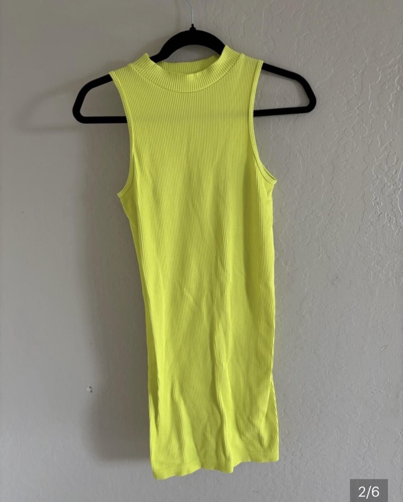 Fuck The Population Popular 21 Sleek High-Neck Neon Green Knit Mini Dress Size S / US 4 / IT 40 - 1 Thumbnail