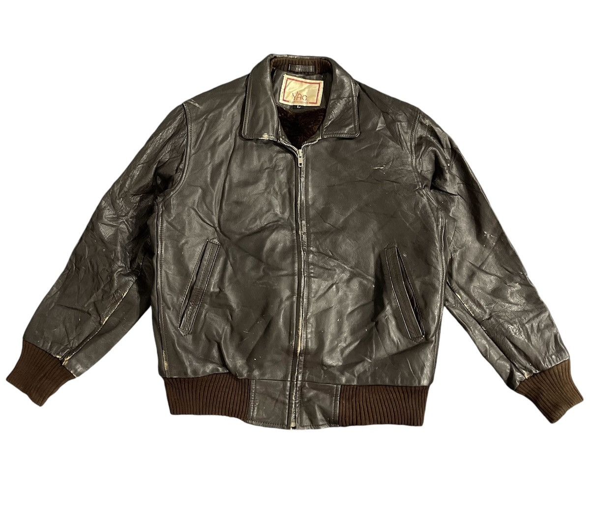 Vintage Vintage Yac Cow Leather Bomber Jacket Size US L / EU 52-54 / 3 - 1 Thumbnail