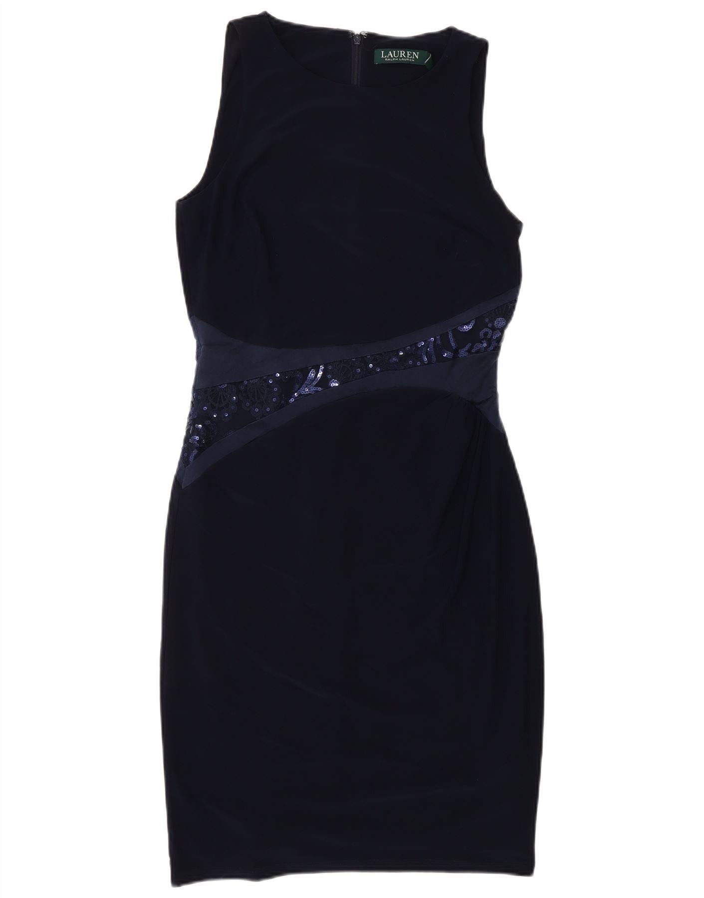 Ralph Lauren Womens Sleeveless Sheath Dress US 4 Small Navy Blue Polyeste Size XXS / US 00 / IT 34 - 1 Thumbnail
