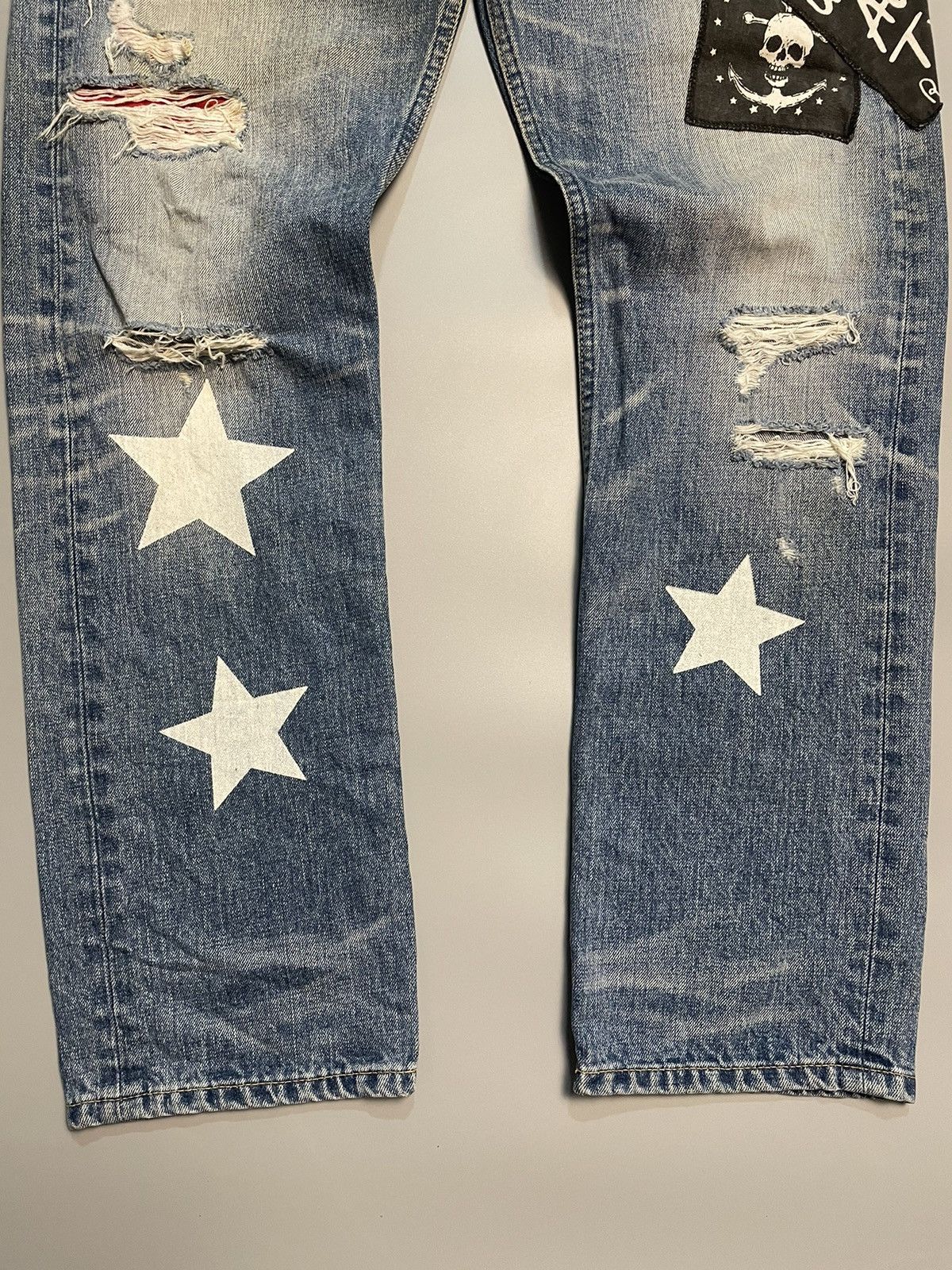 If Six Was Nine RNA Punk Skull Distressed Denim Size US 32 / EU 48 - 2 Thumbnail