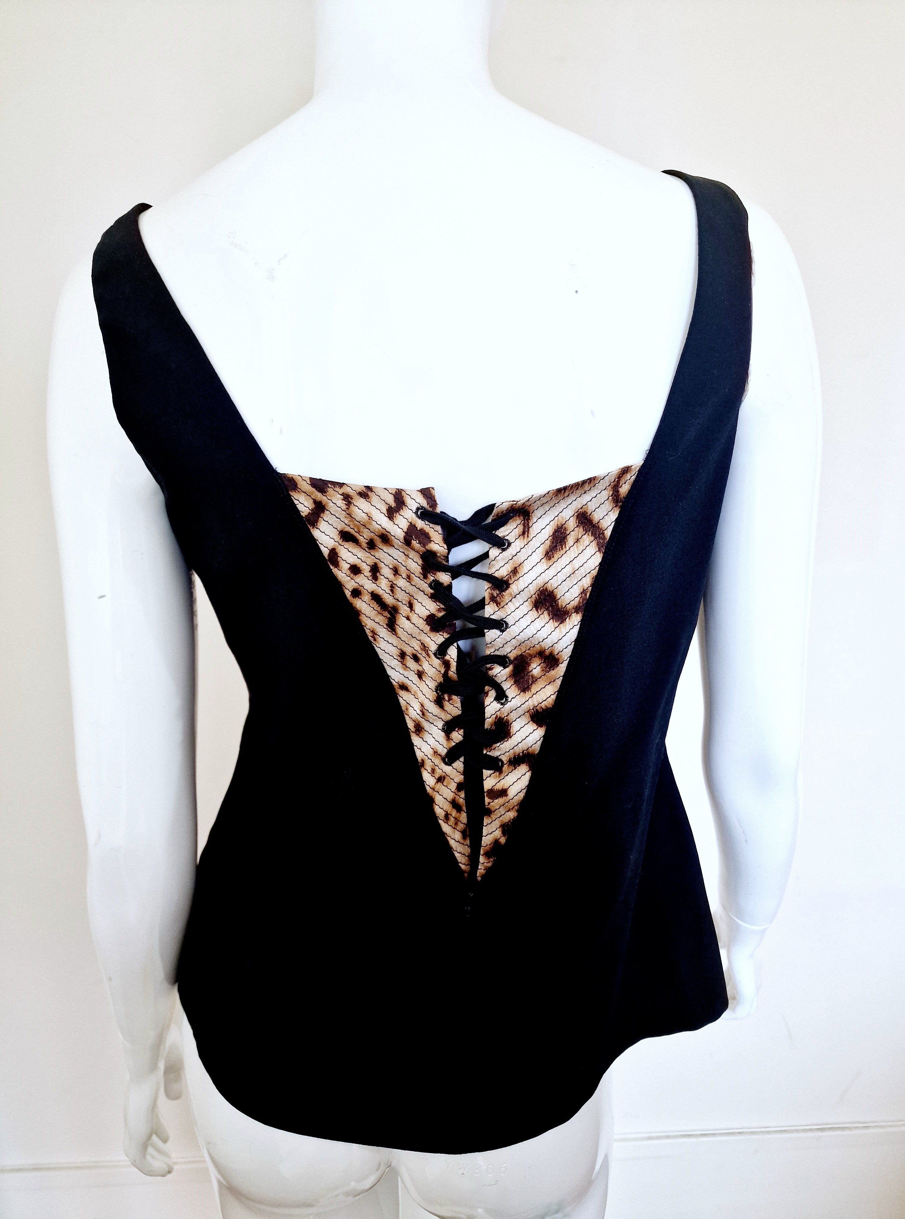 Roberto Cavalli Roberto Cavalli Leopard Tiger Lace up Large Bustier Corset Size L / US 10 / IT 46 - 1 Thumbnail