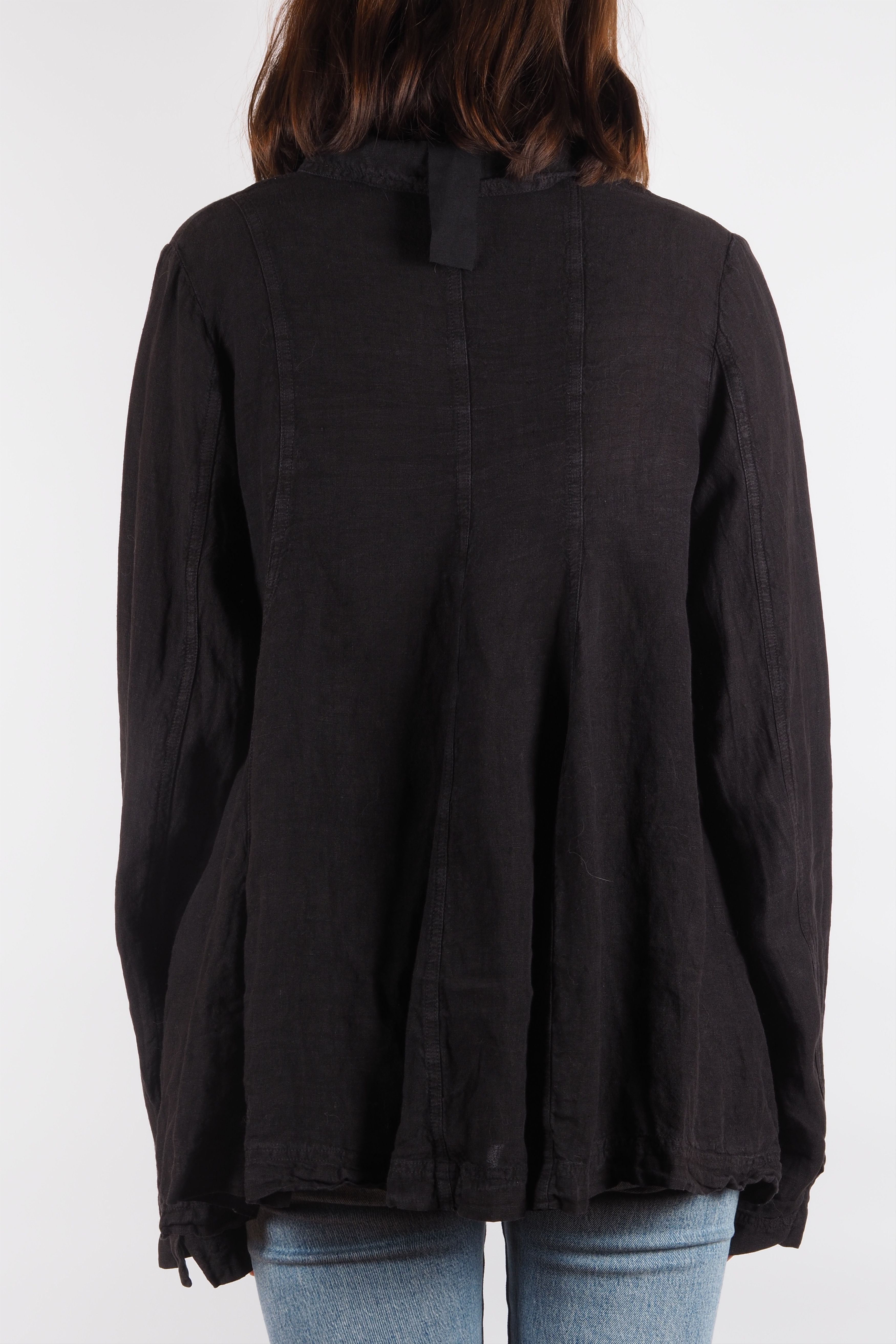 Rundholz Rundholz Women's Black Linen Button Up Relaxed Shirt Blouse Size S / US 4 / IT 40 - 3 Thumbnail