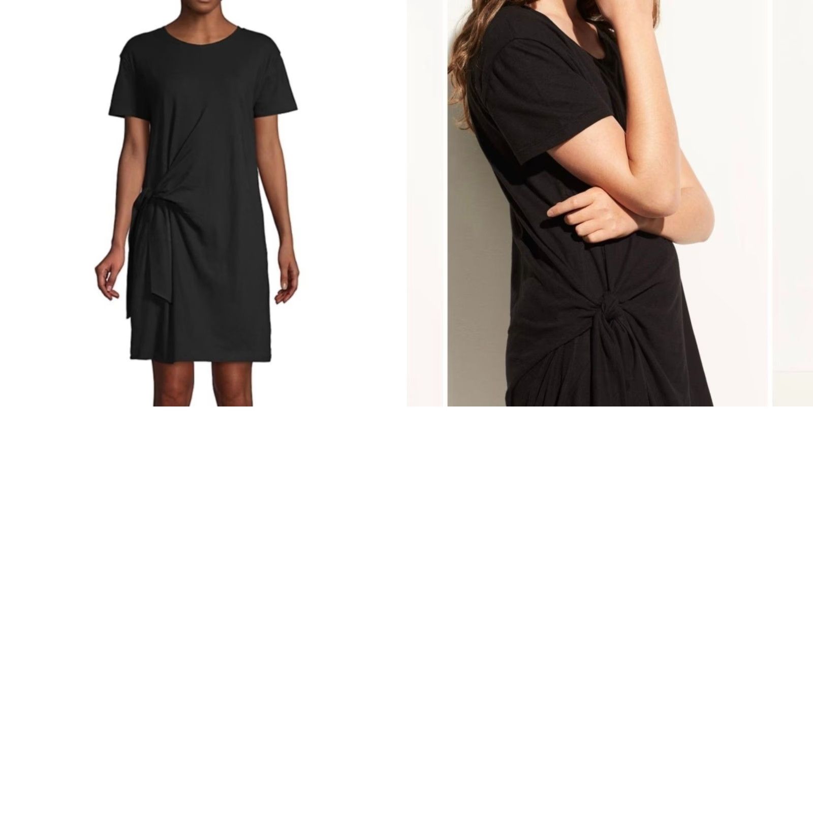 Vince Vince Side-Tie Cotton Dress Short Sleeve Black T-Shirt Dress Mini XS Women Casual Style Size XS / US 0-2 / IT 36-38 - 8 Thumbnail