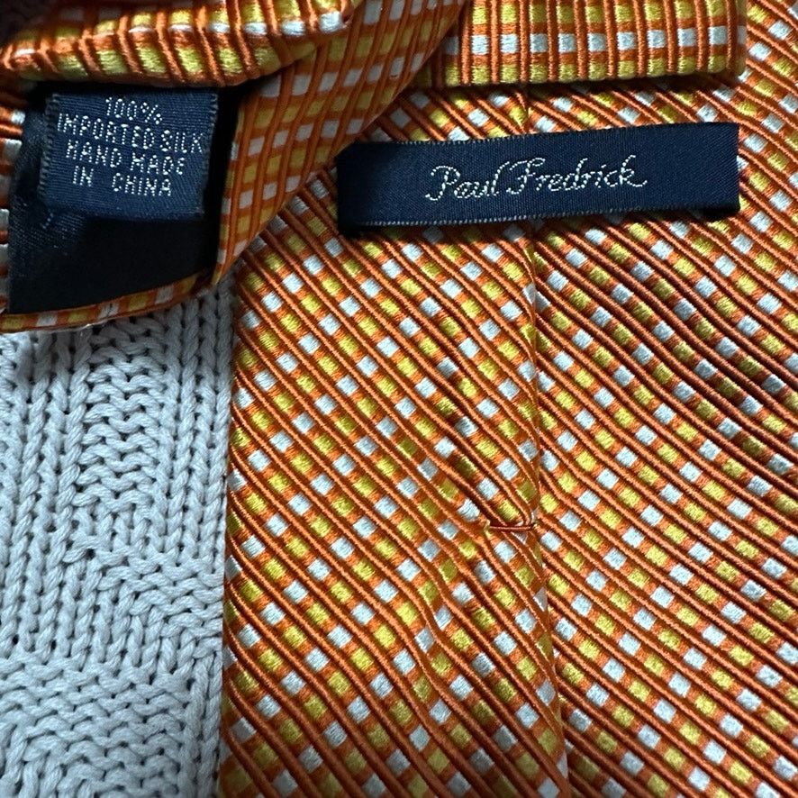 Paul Fredrick Paul Fredrick metallic orange micro plaid silk tie Size ONE SIZE - 3 Thumbnail
