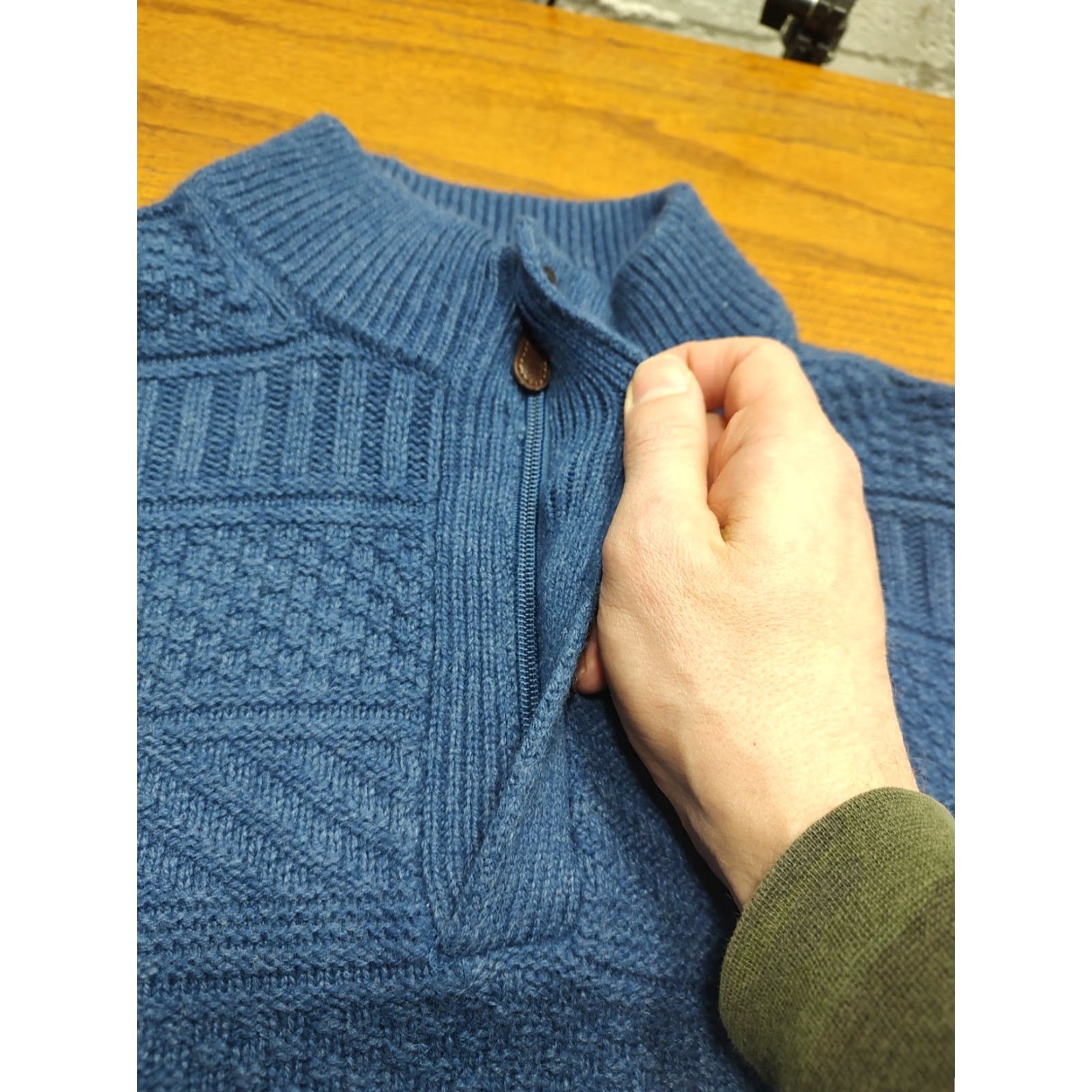 Vintage Jos A Bank 1905 Merino Wool Blend Knit Sweater 1/4 Zip Mens XL Blue Size US XL / EU 56 / 4 - 4 Thumbnail