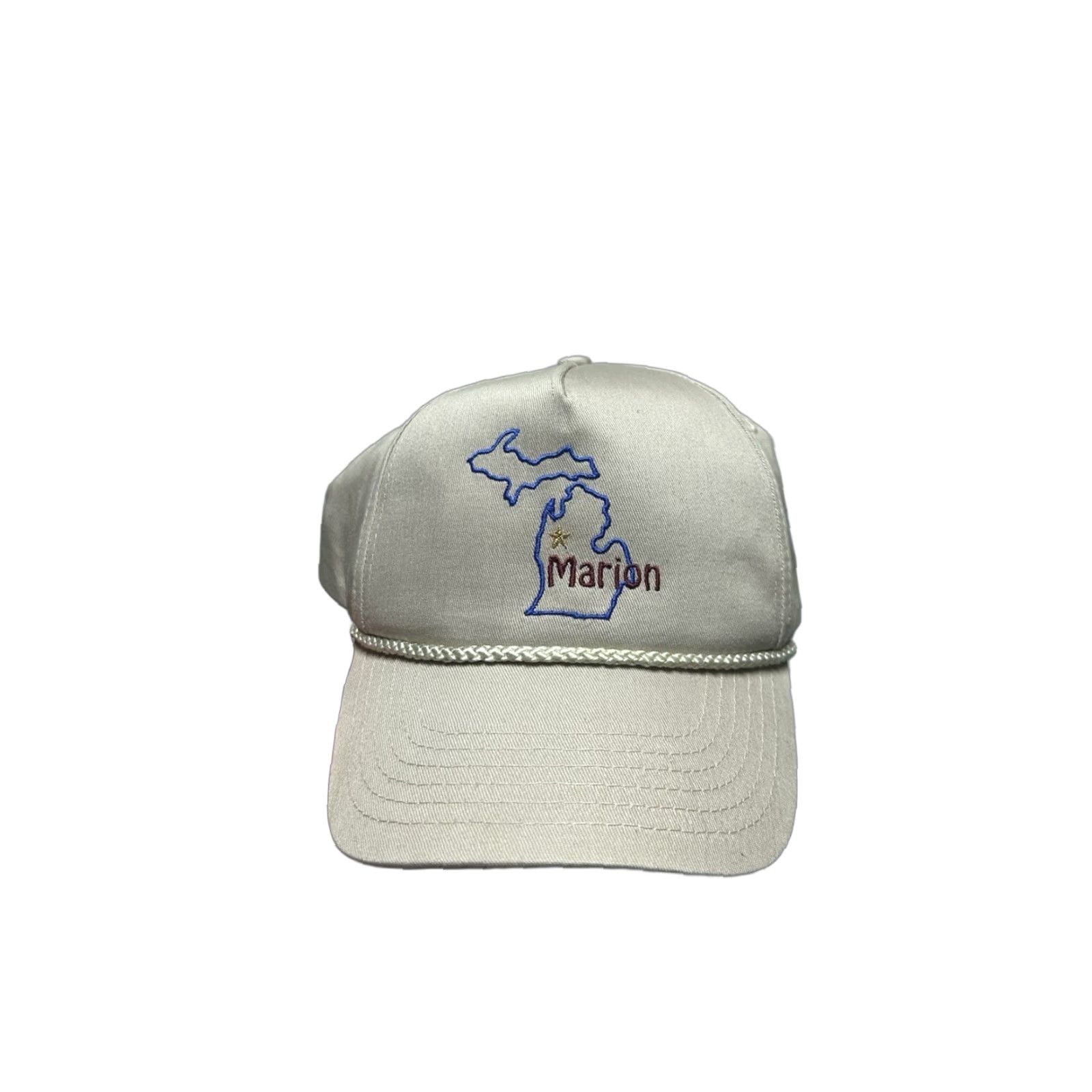Vintage VINTAGE SnapBack hat cap Marion Michigan mitten cotton beige tan adjustable Size ONE SIZE - 1 Thumbnail