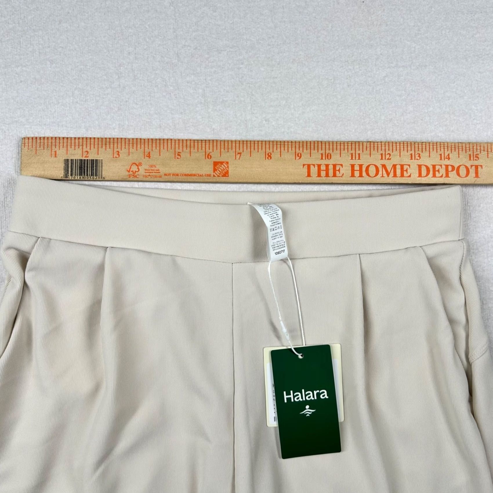 Vintage Halara Pants Womens M Reg Flex MicroWaffle Wide Leg Beacy Stretch Bone Textured Beige Polyester Spandex Size 32" / US 10 / IT 46 - 5 Thumbnail
