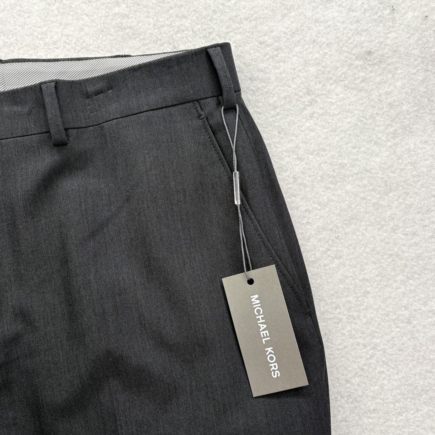 Michael Kors Michael Kors Dress Pants Mens 36x30 Gray Classic Fit Flat Front Pockets Stretch Business Formal NWT Size US 36 / EU 52 - 3 Thumbnail