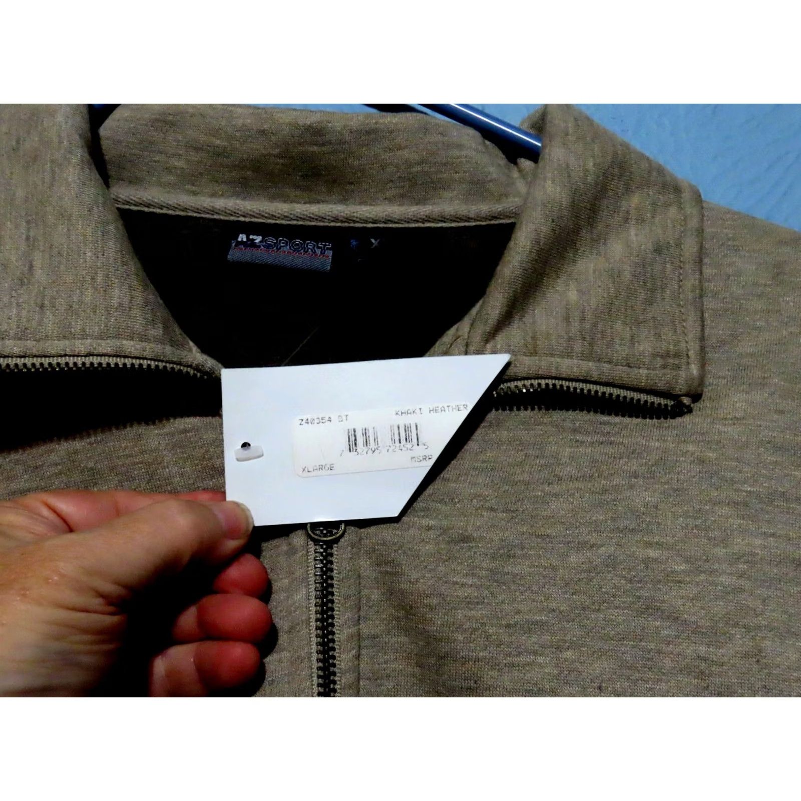 Vintage AZ Sport Men's XL Full Zip Jacket Collared Khaki Heather Zip Sweatshirt NWT Windbreaker Casual Size US XL / EU 56 / 4 - 4 Thumbnail