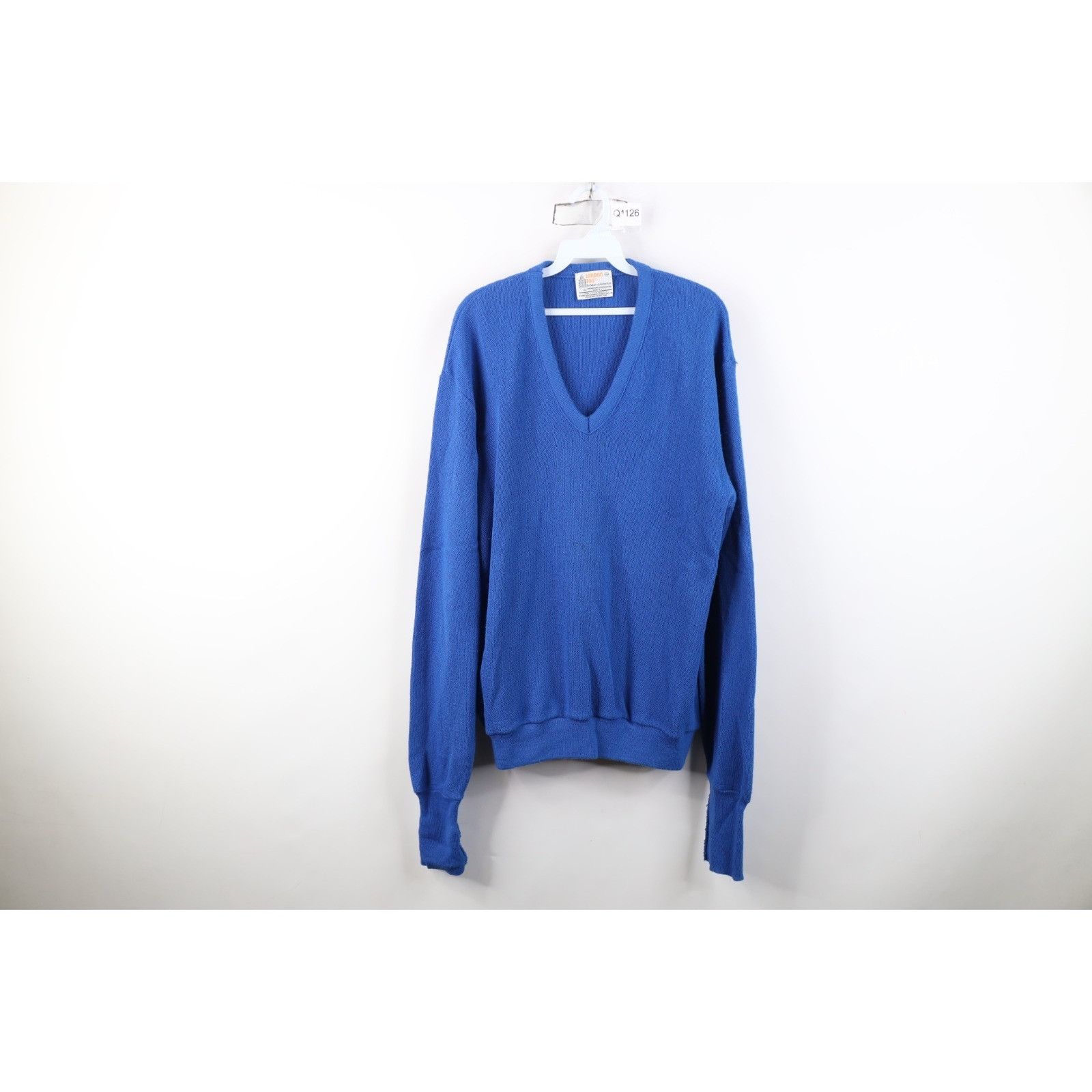 Vintage Vintage 70s Streetwear Blank Knit V-Neck Sweater Size US XL / EU 56 / 4 - 1 Thumbnail