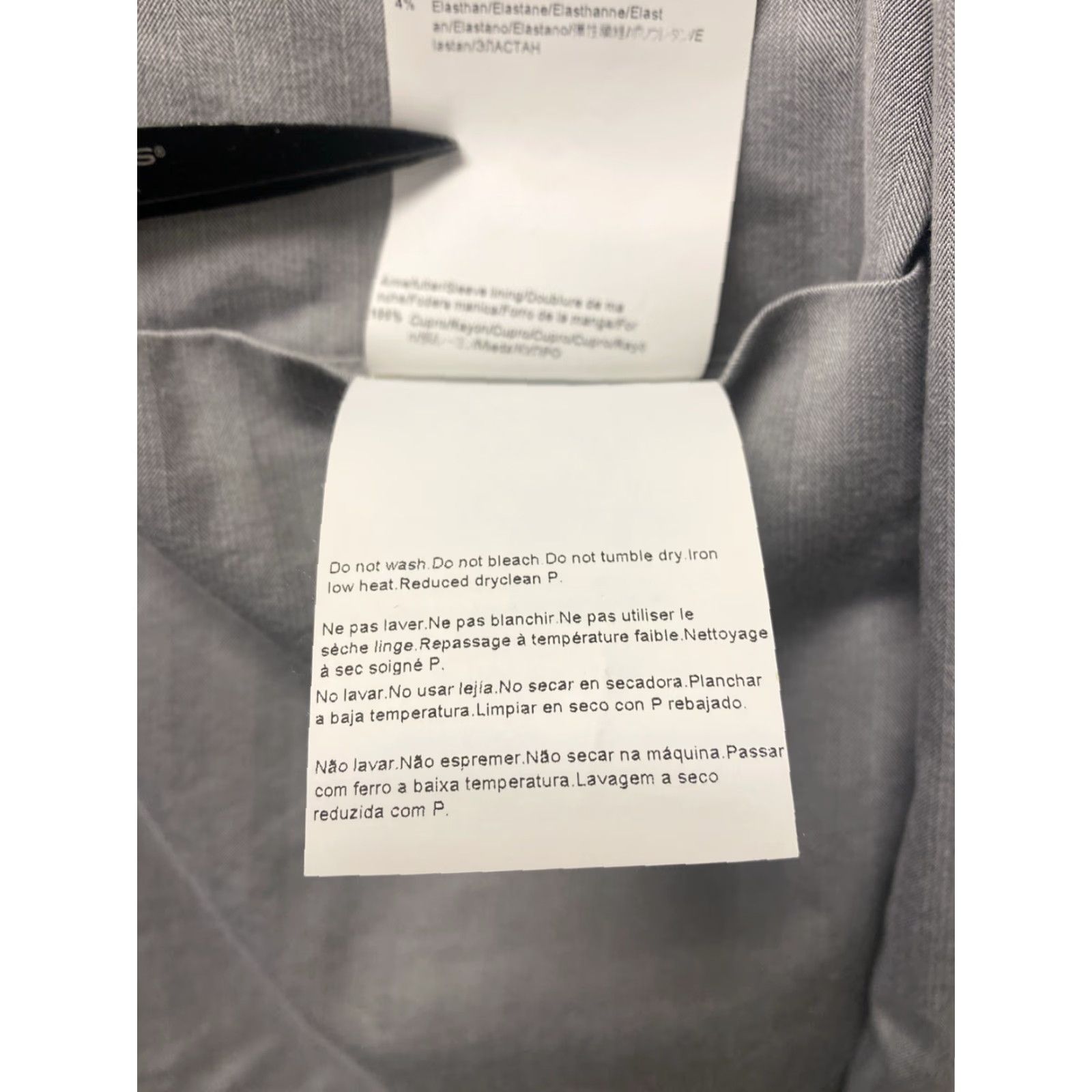 Hugo Boss HUGO BOSS Mens Slim Fit Suit Jacket Gray 42R / 148-2 Cotton Polyester Regular Two-Button Chest 43 in Light Gray Size 42R - 6 Thumbnail