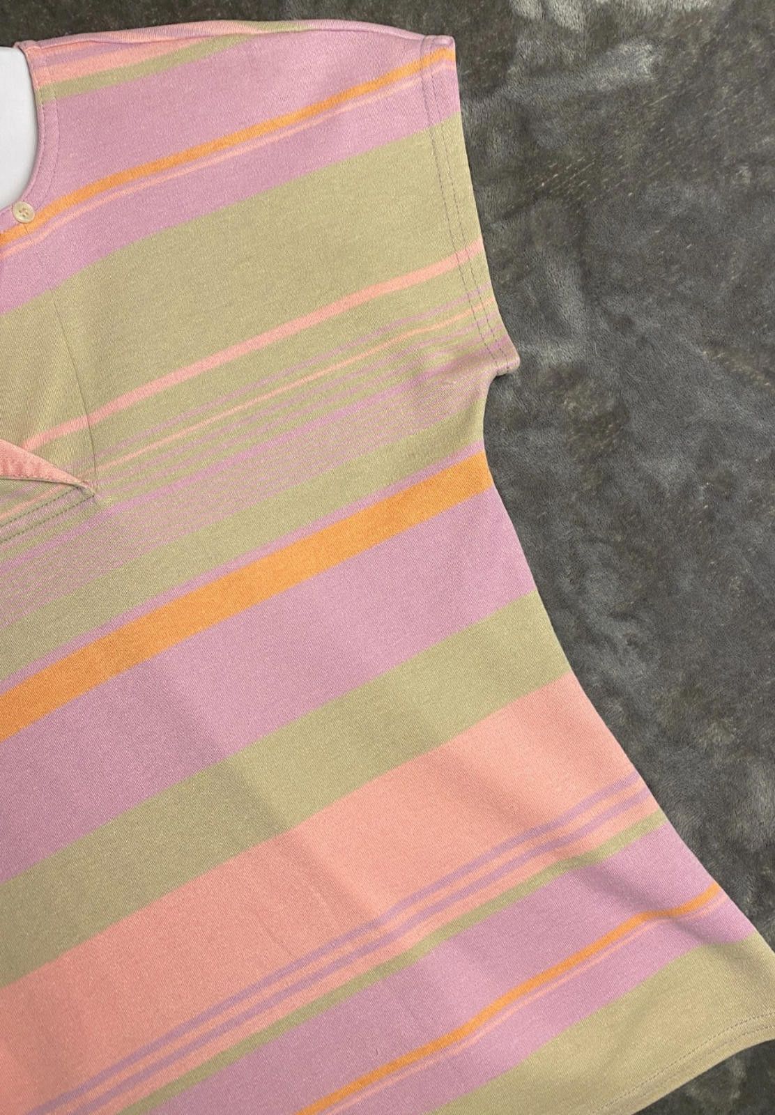 Designer Vintage ACTIII Pink/Grey/Orange Striped SS T-Shirt (B11) Size M / US 6-8 / IT 42-44 - 4 Thumbnail