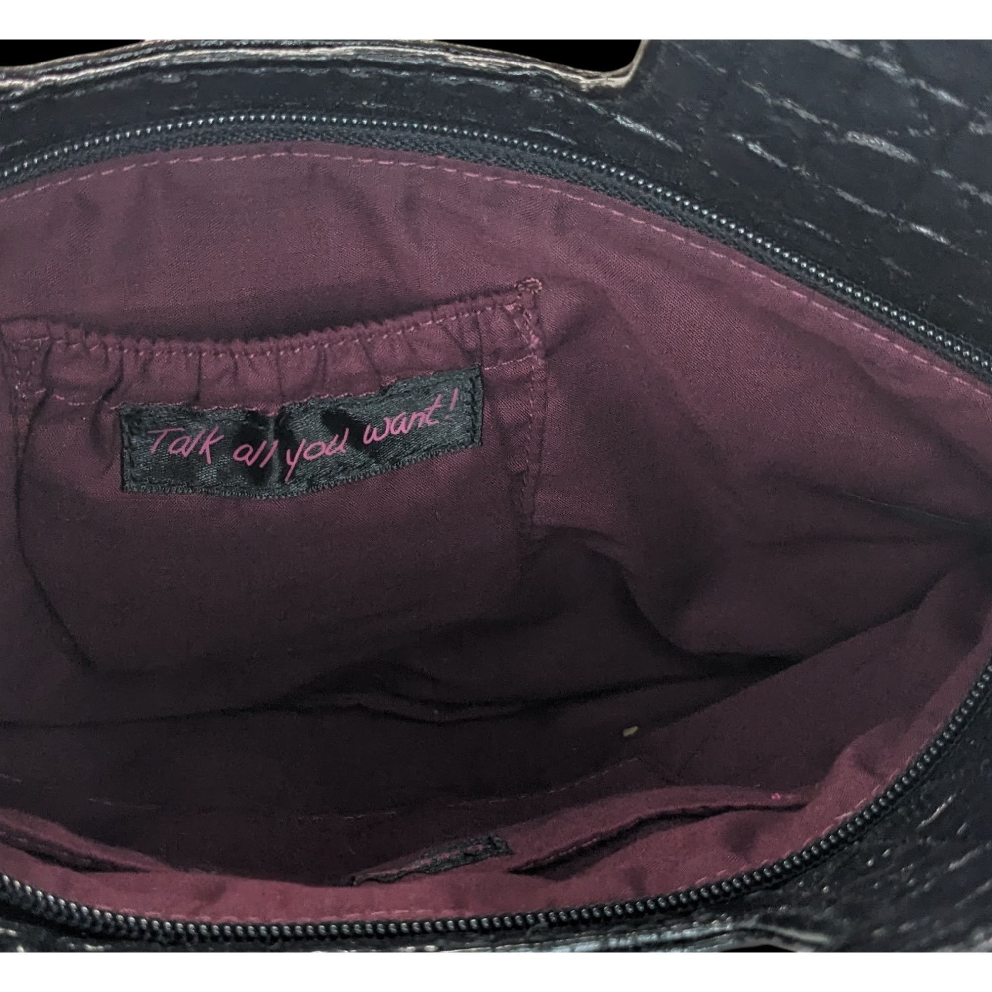 Other Vintage 90s Gothic Quilted Black Tote Bag With Cutout Handle Size ONE SIZE - 3 Thumbnail