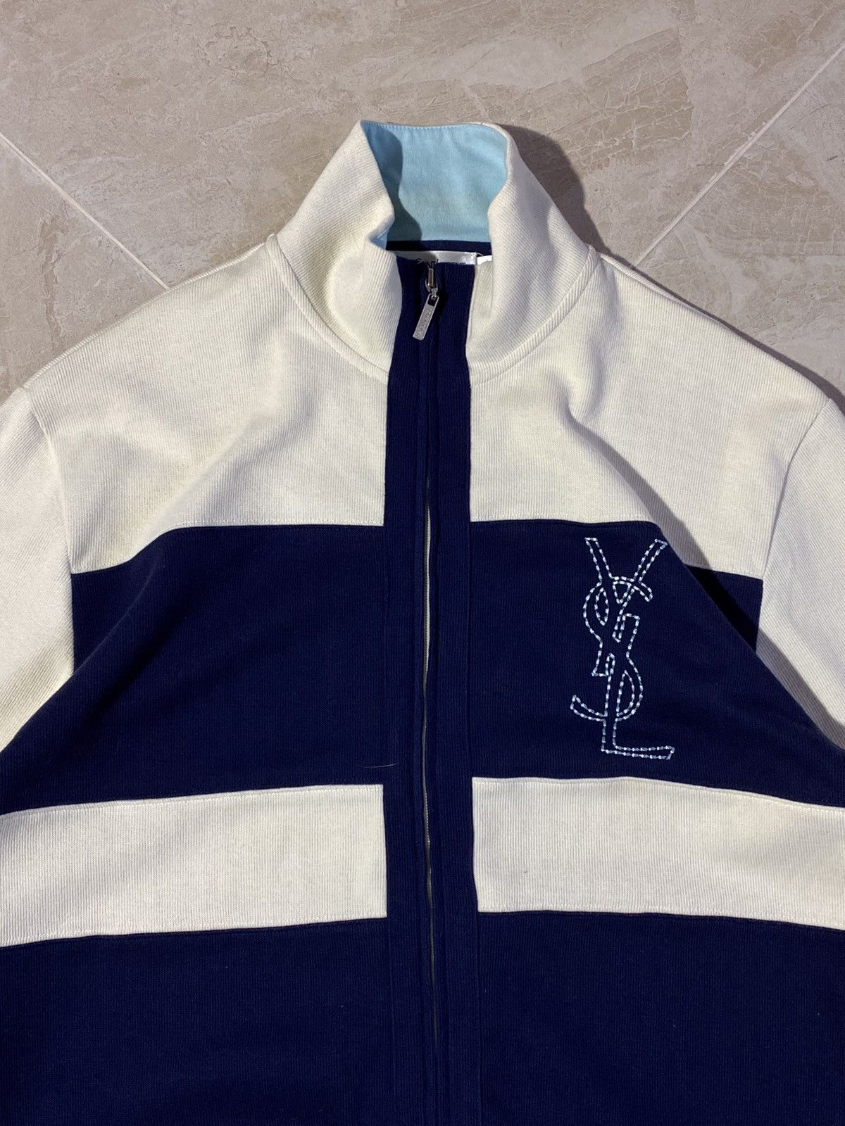 Yves Saint Laurent 🔥 Y2K YSL ZIP TRACK JACKET MONOGRAM STRIPE PARIS STREET HEAT Size US XL / EU 56 / 4 - 3 Thumbnail