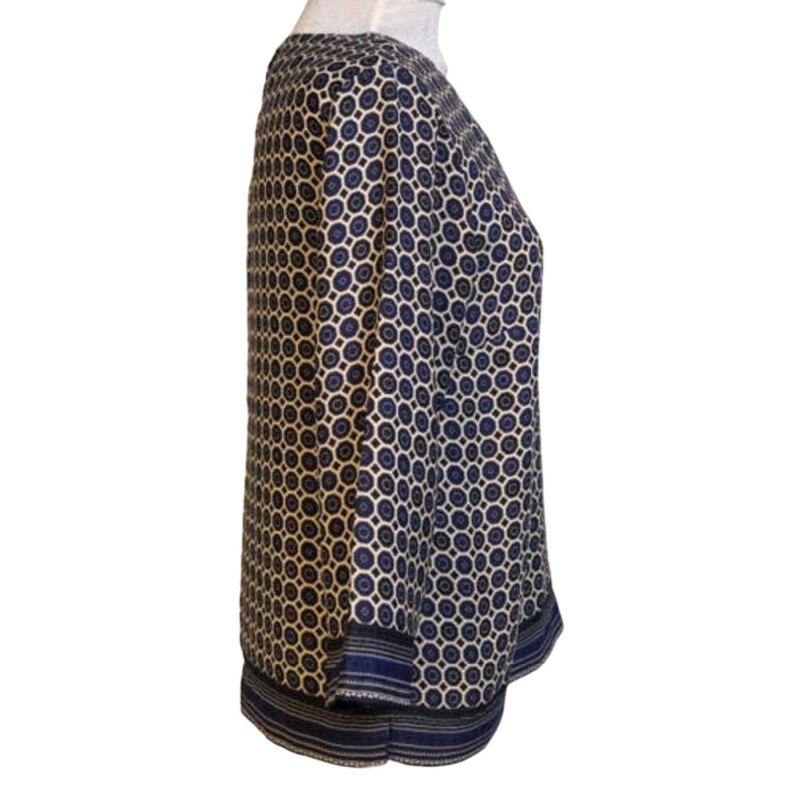 Other Kenar Blue Geometric Print 3/4 Sleeve Blouse XS Size XS / US 0-2 / IT 36-38 - 5 Thumbnail