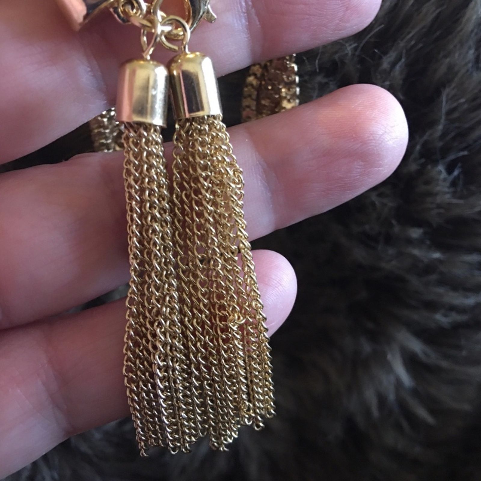 Jewelry Gold tone braided chain bracelet with tassel Size ONE SIZE - 8 Thumbnail