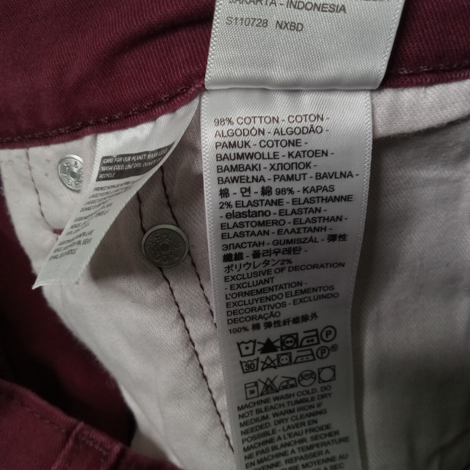 Levi's Levi's 514 Jeans Men's 32x34 Maroon Straight Leg Regular Fit Size US 32 / EU 48 - 6 Thumbnail