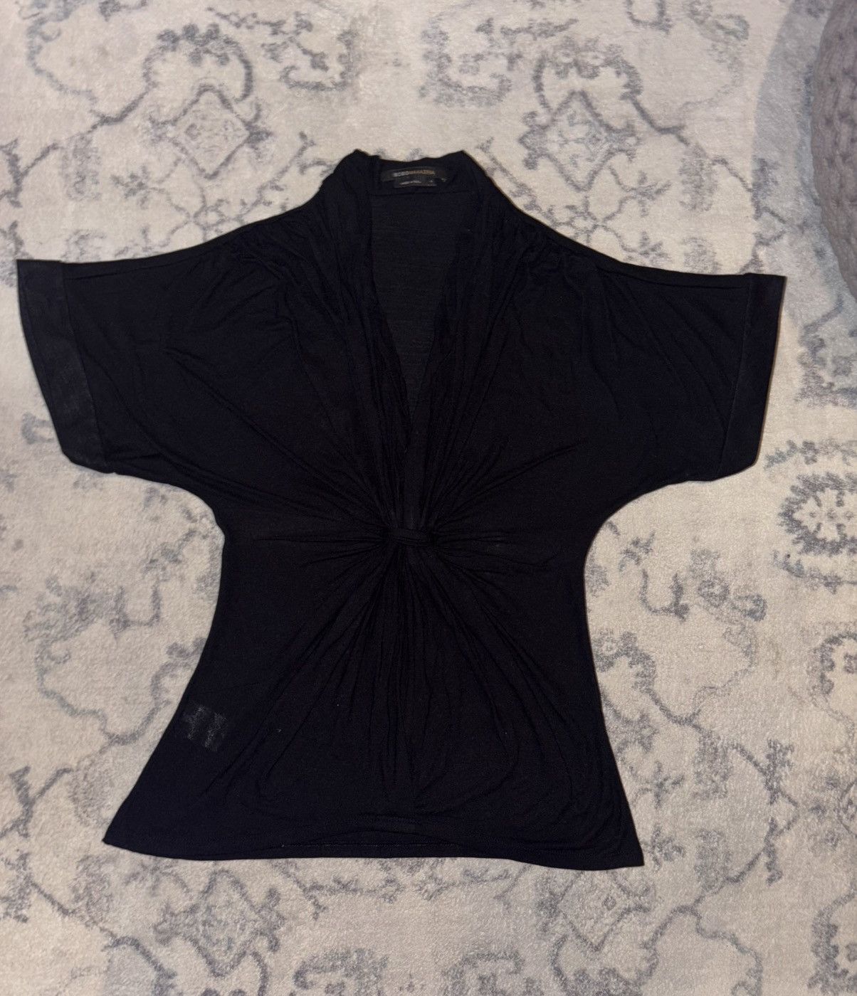 Bcbgmaxazria BCBGMaxazria Black Twist Knot Front Jersey Knit V-Neck Size M / US 6-8 / IT 42-44 - 1 Thumbnail