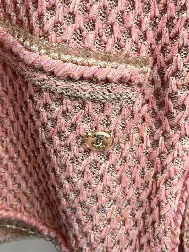 Chanel Chanel Pink metal buckle logo knit coat Size XXS / US 00 / IT 34 - 3 Thumbnail