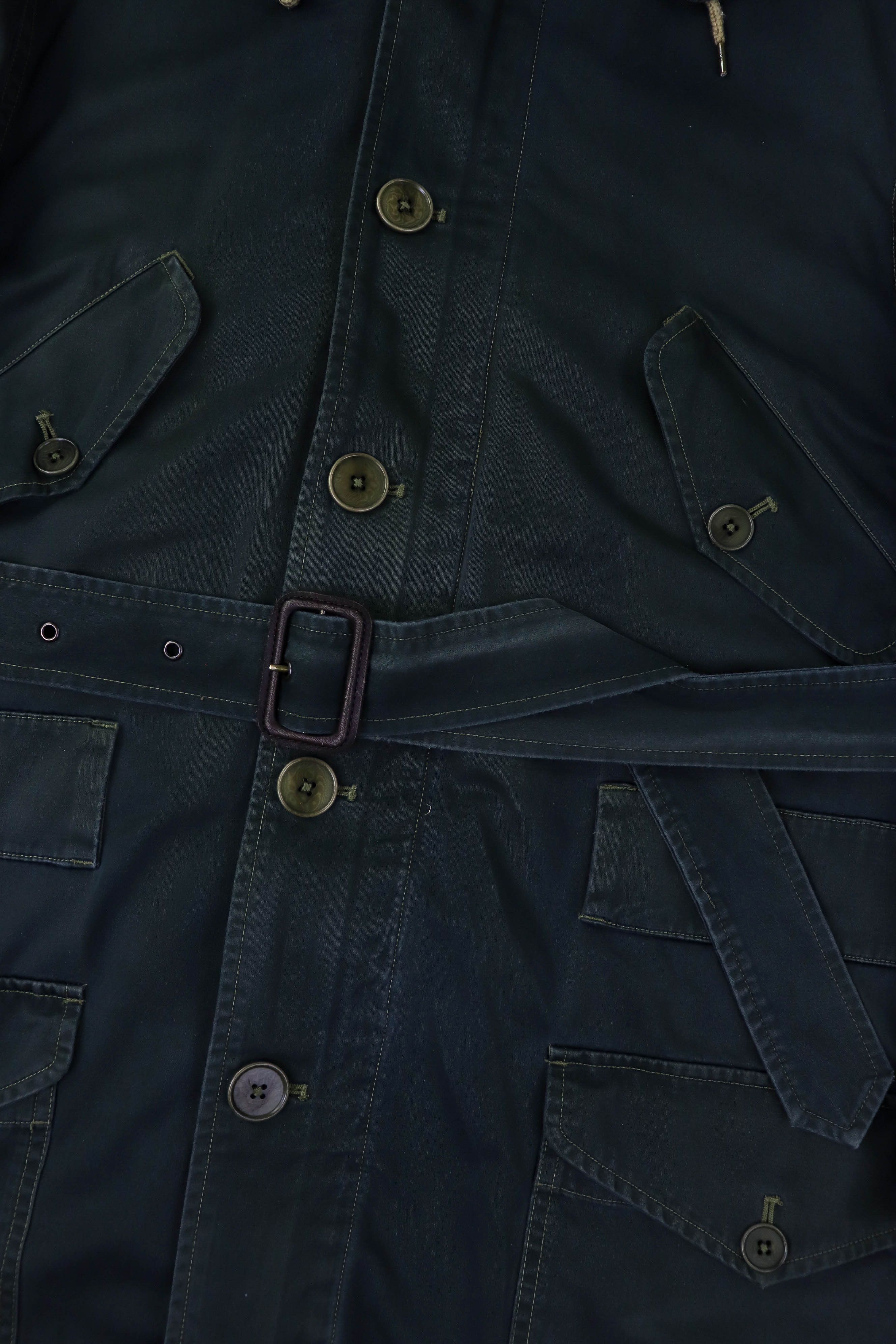 Ralph Lauren 90s Vintage Ralph Lauren Shearling Liner Green Belted Coat Size L / US 10 / IT 46 - 10 Thumbnail
