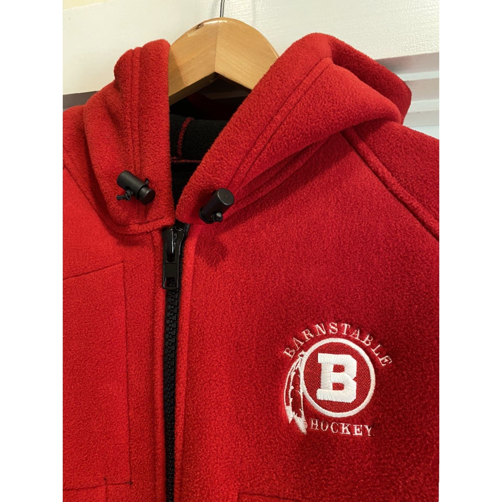 Vintage VINTAGE Camptown Unisex XS Hockey Hooded Jacket Red Embroidered Chest Sleeve Fleece Zip Winter Mens Size US XS / EU 42 / 0 - 2 Thumbnail